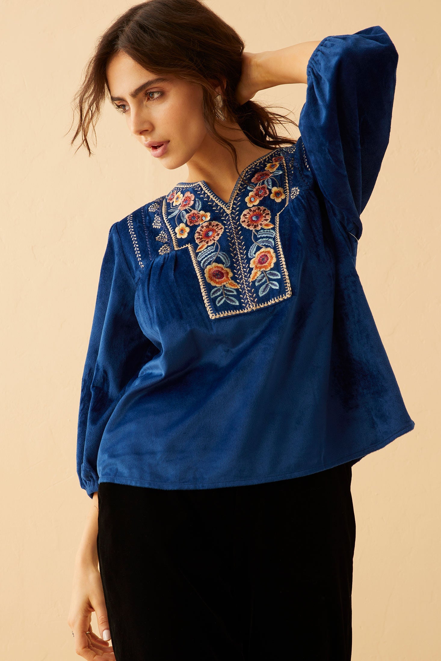 Juliana Azure Embroidered Top - Myra USA