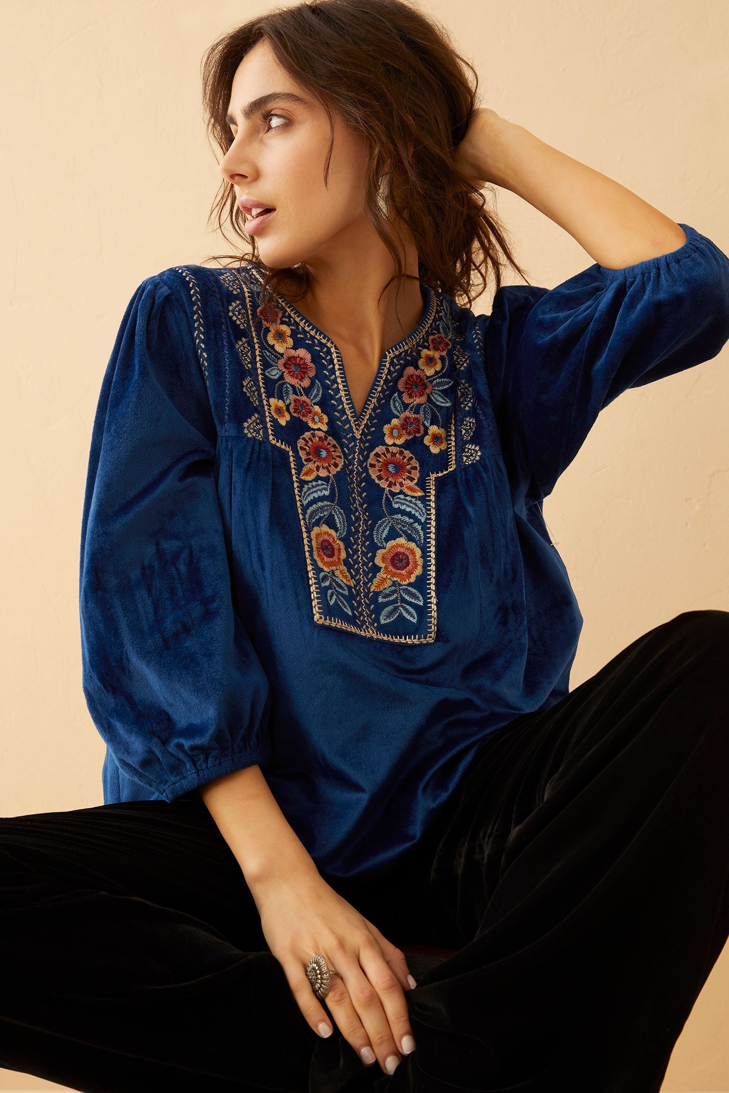 Juliana Azure Embroidered Top - Myra USA