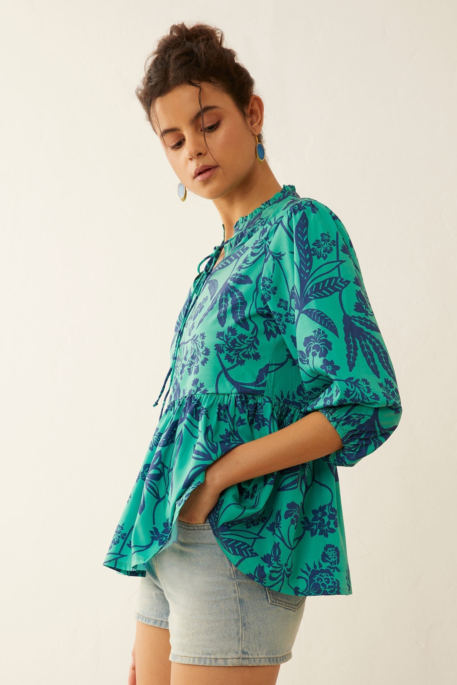 Artemis Floral Peplum Top - Myra USA