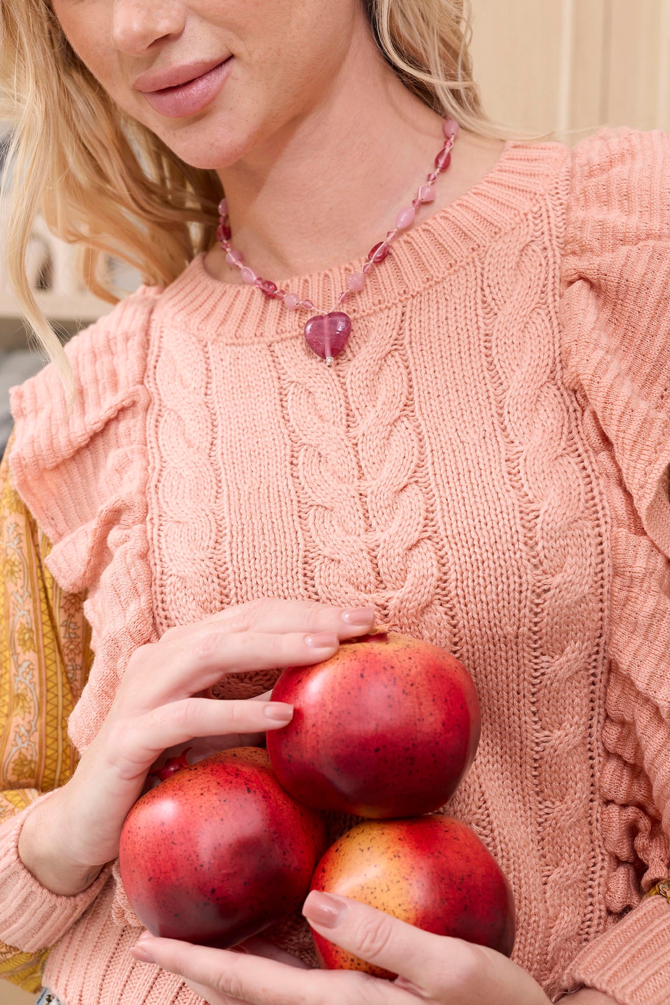 Penelope Ruffled Sweater in Peach - Myra USA