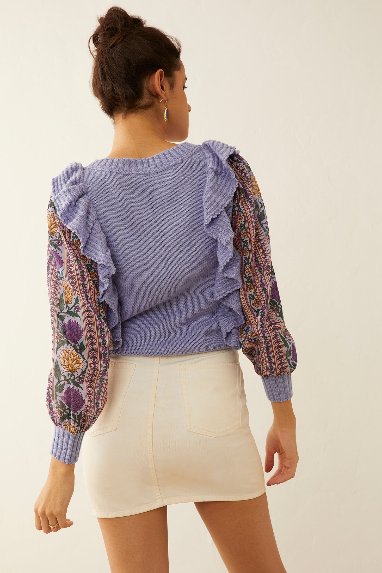 Penelope Ruffled Sweater in Blue - Myra USA