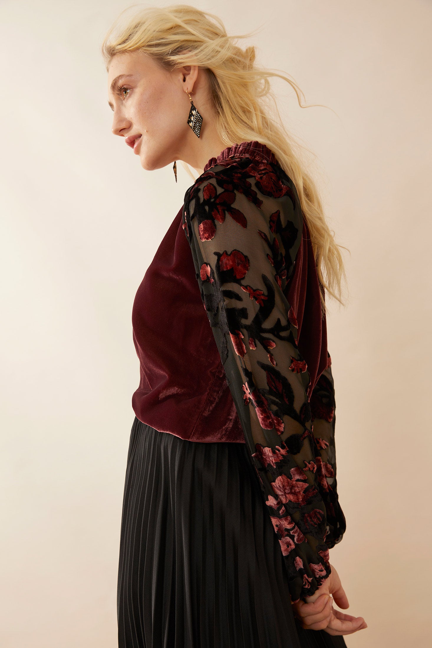 Marthia Velvet V-Neck Top - Myra USA