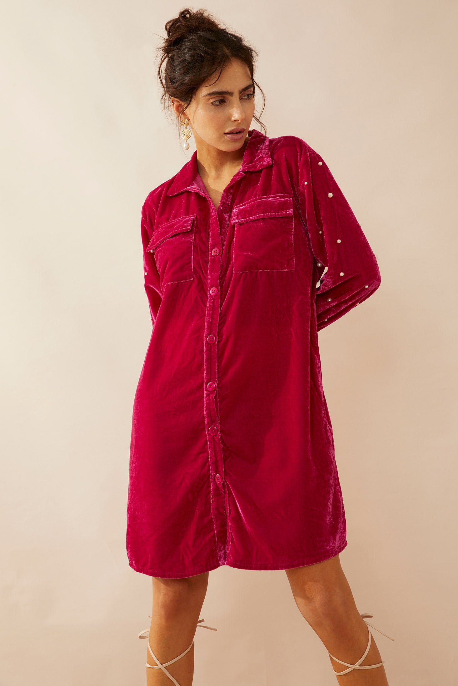 Victoria Velvet Shirt Dress - Myra USA
