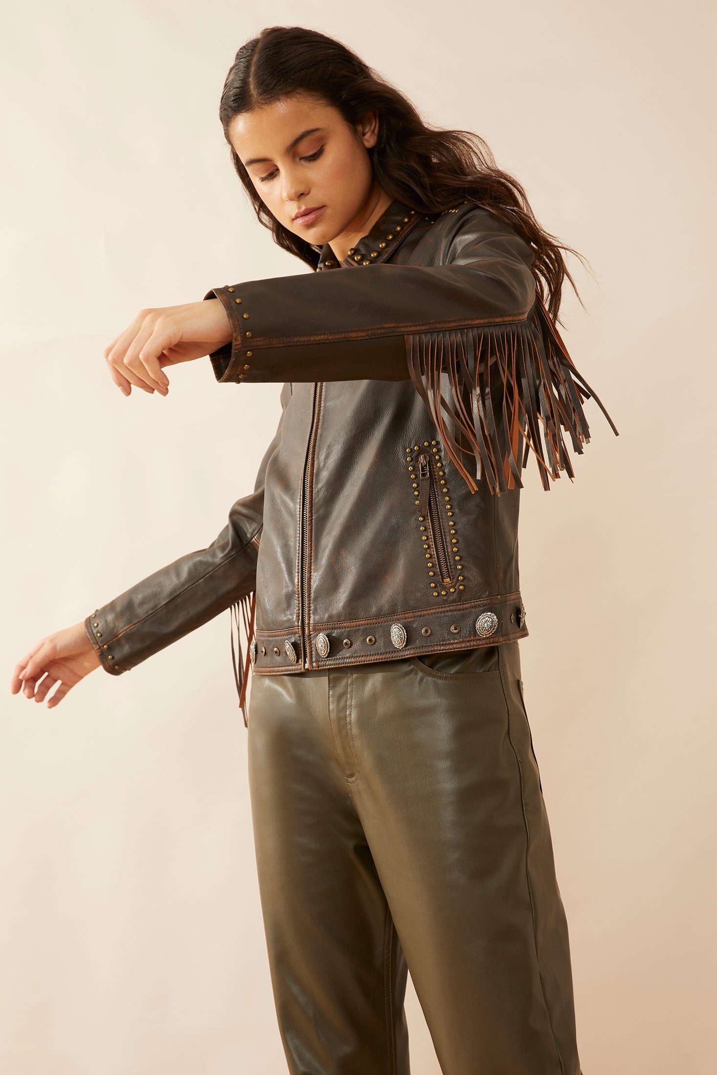 Harlow Fringed Leather Jacket - Myra USA