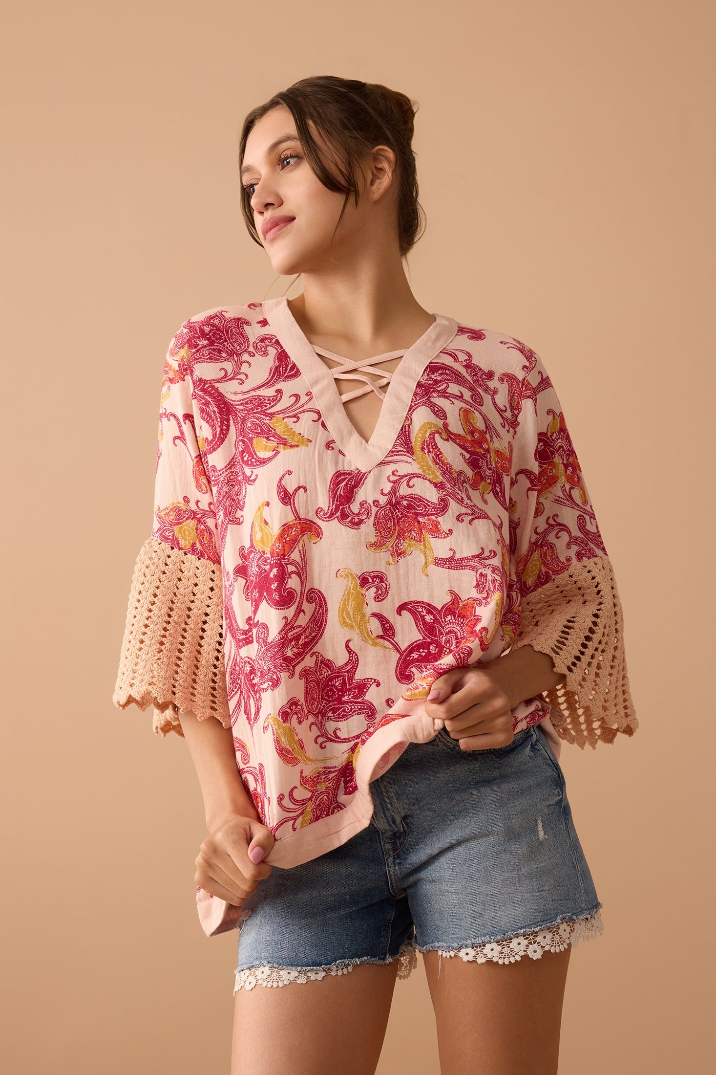 Ashley Flutter Top In Pink - Myra USA