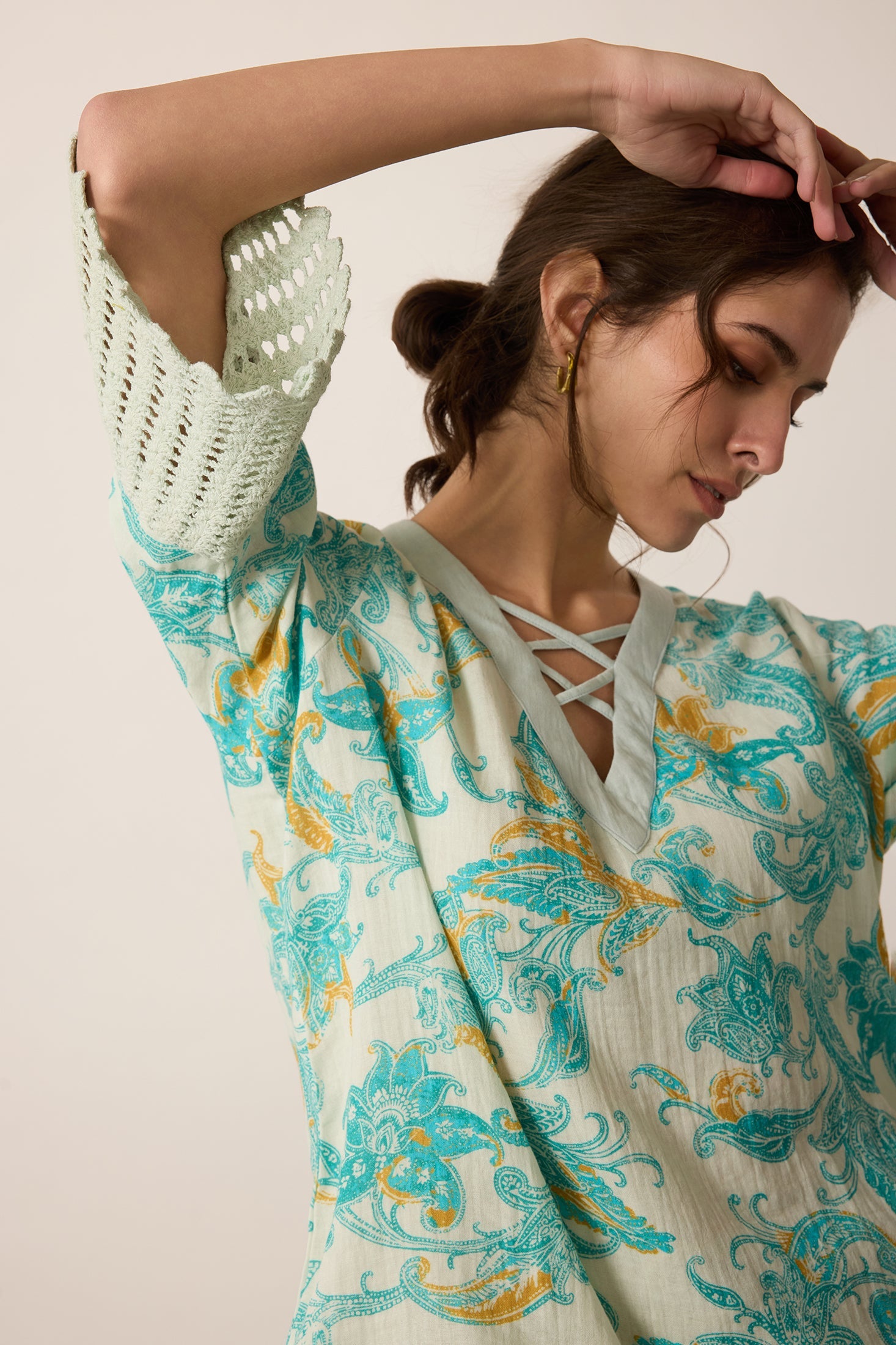 Ashley Flutter Top In Blue - Myra USA