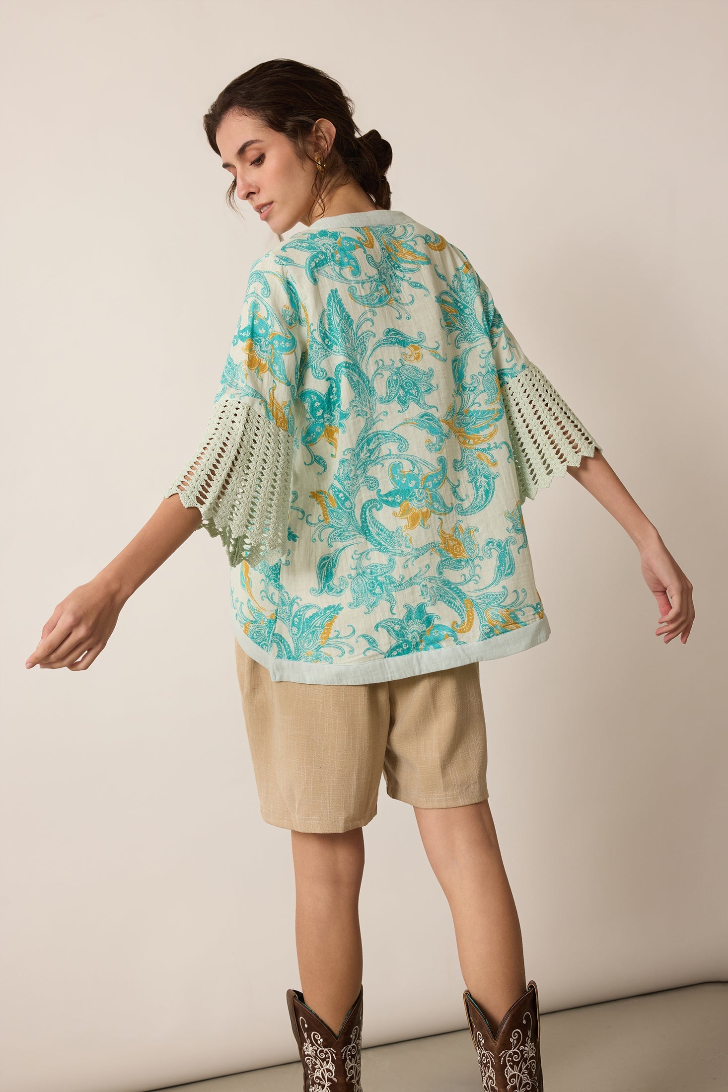 Ashley Flutter Top In Blue - Myra USA
