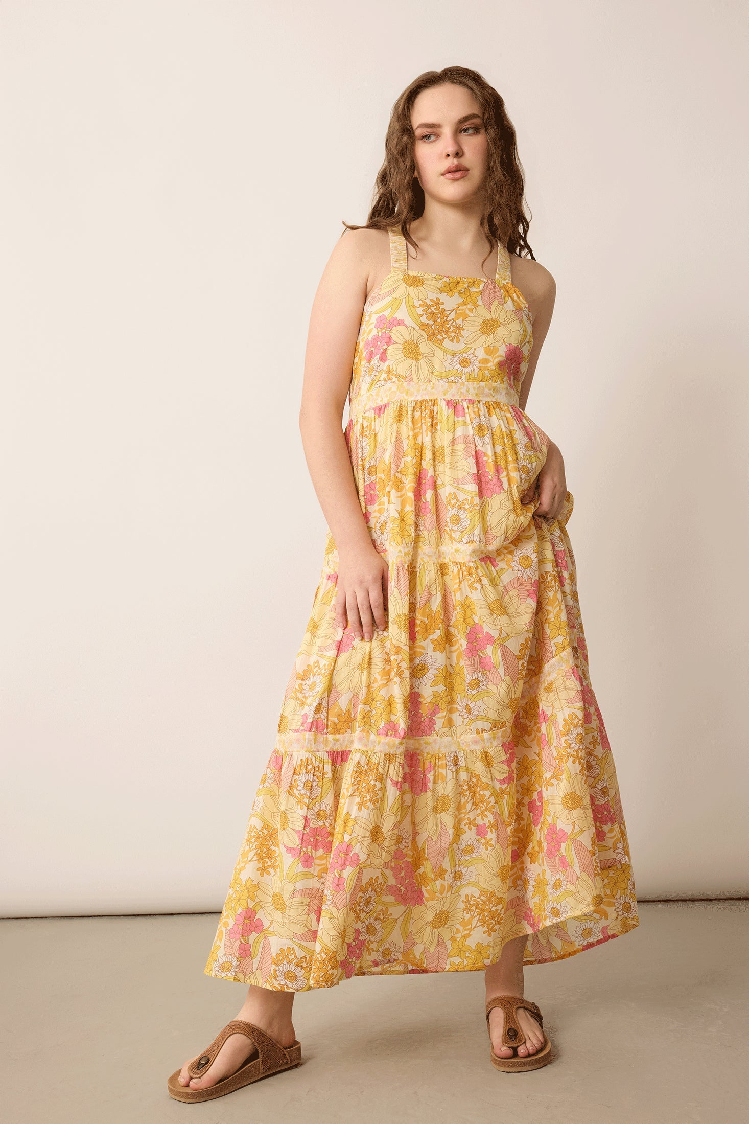 Adelaide Blossom Dress In Yellow - Myra USA