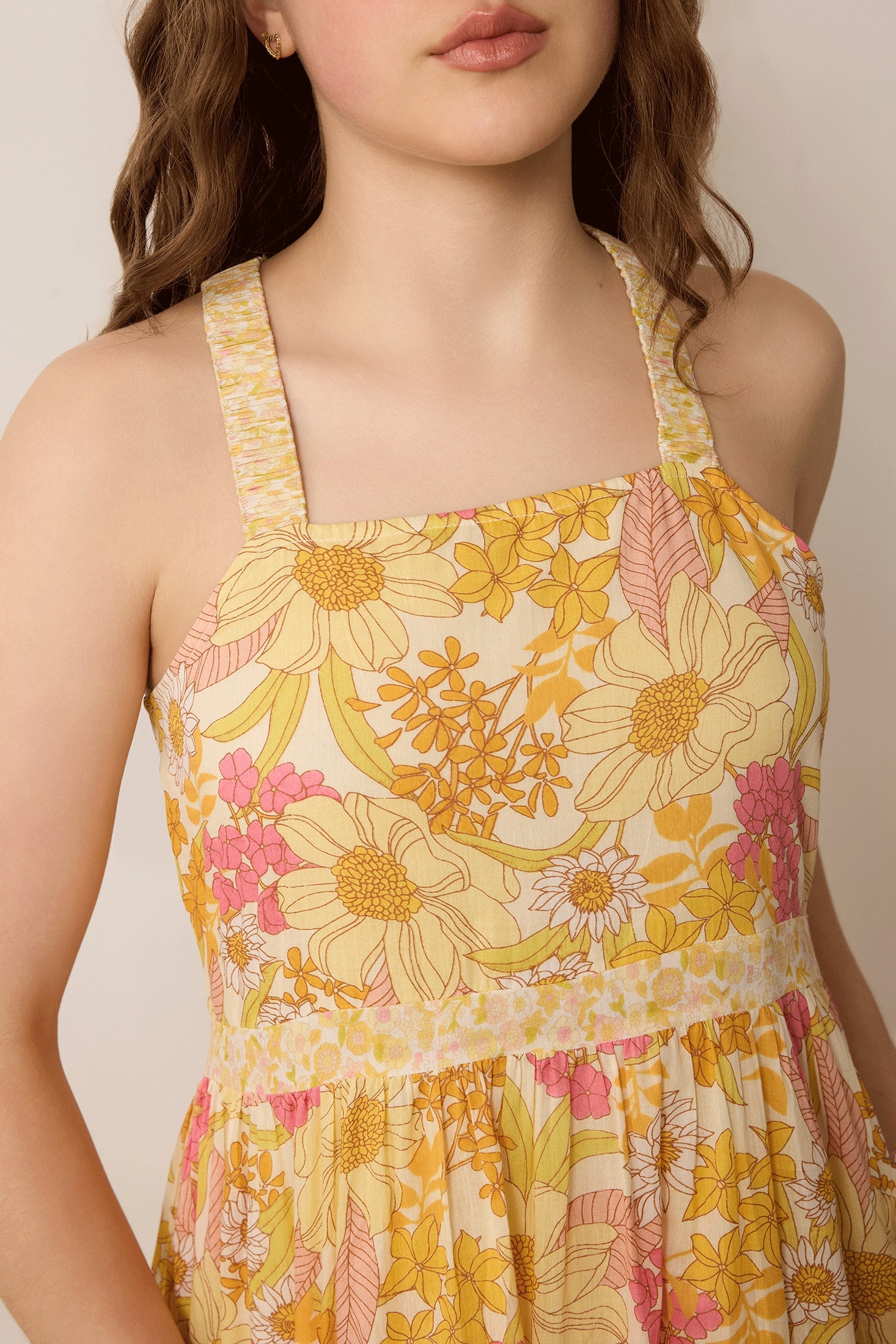 Adelaide Blossom Dress In Yellow - Myra USA