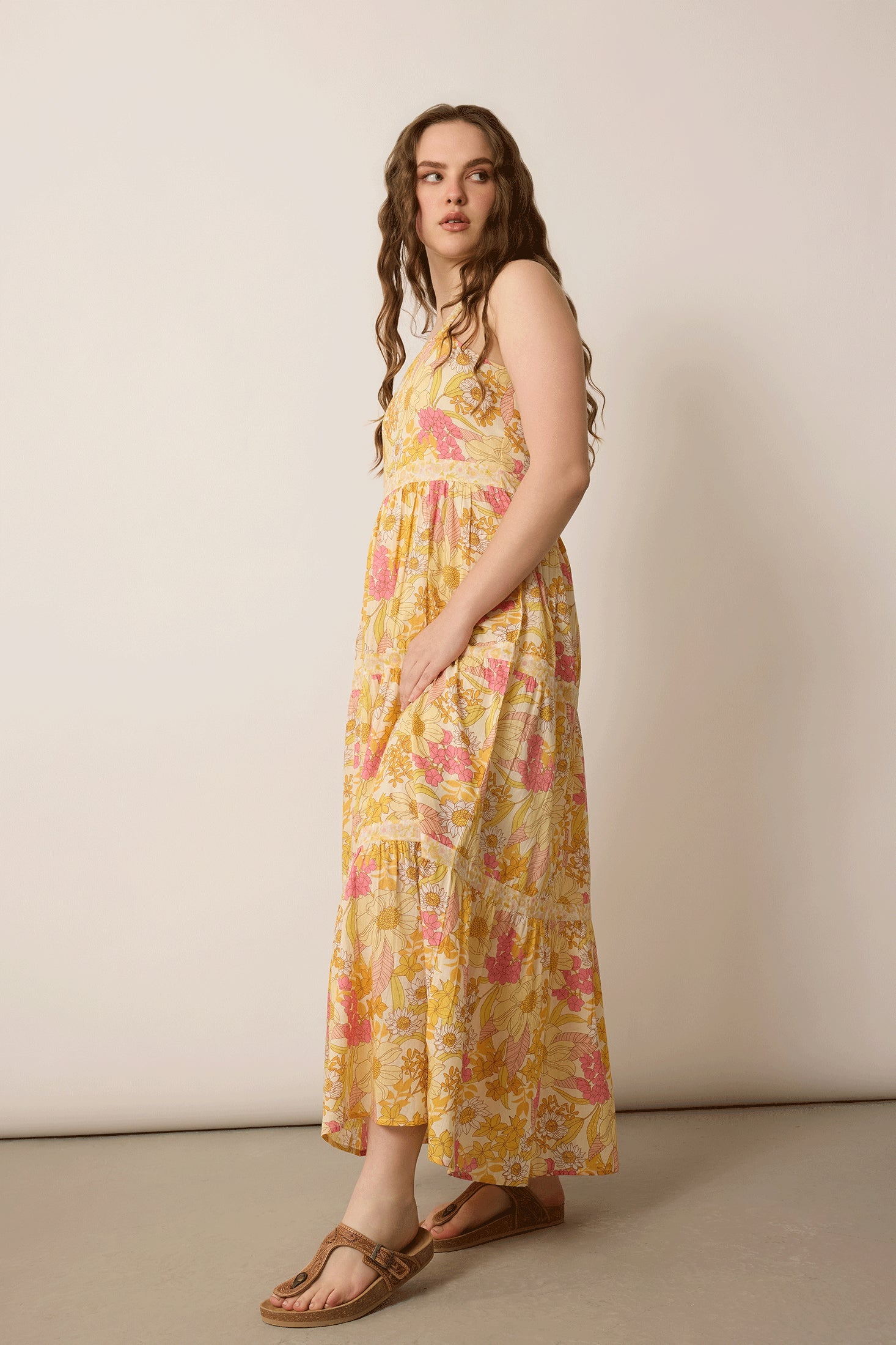 Adelaide Blossom Dress In Yellow - Myra USA