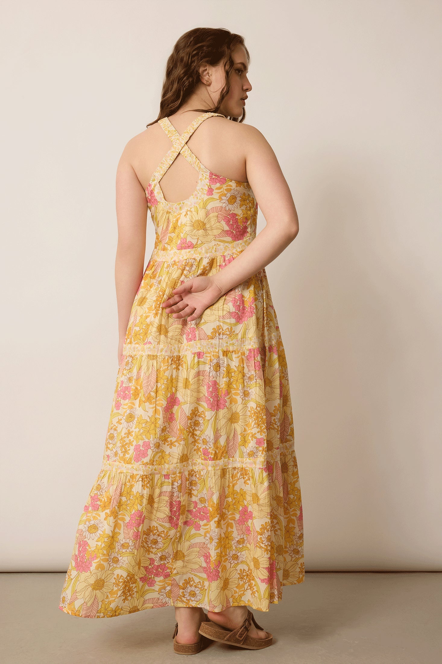 Adelaide Blossom Dress In Yellow - Myra USA