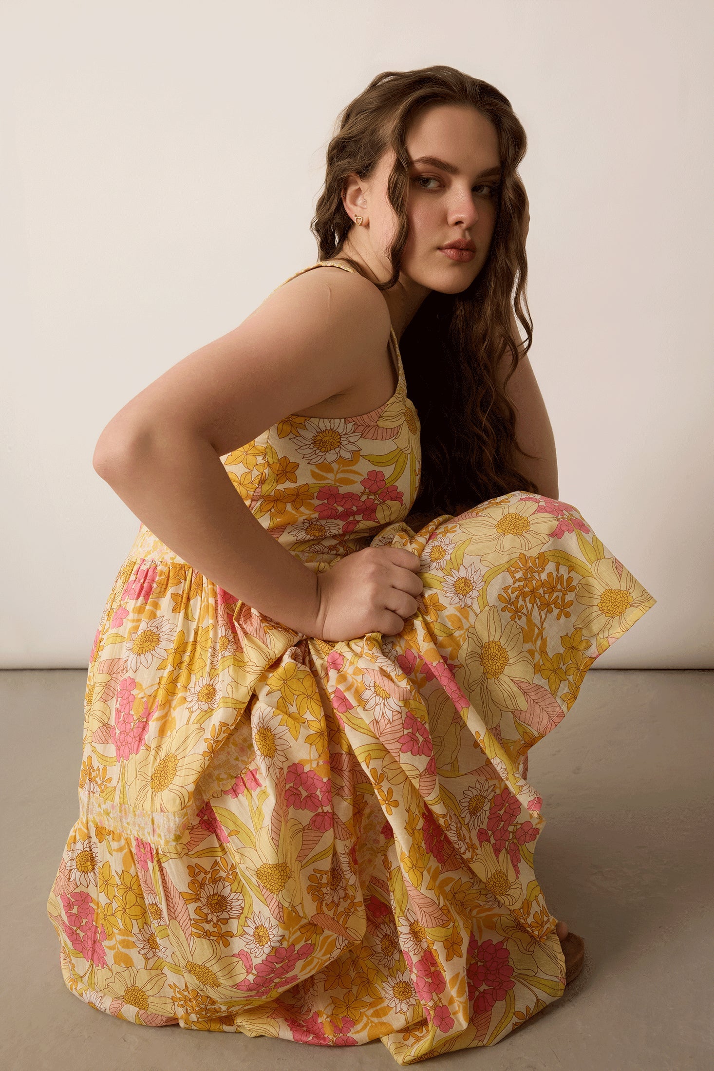 Adelaide Blossom Dress In Yellow - Myra USA