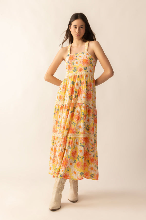 Adelaide Blossom Dress In Orange - Myra USA