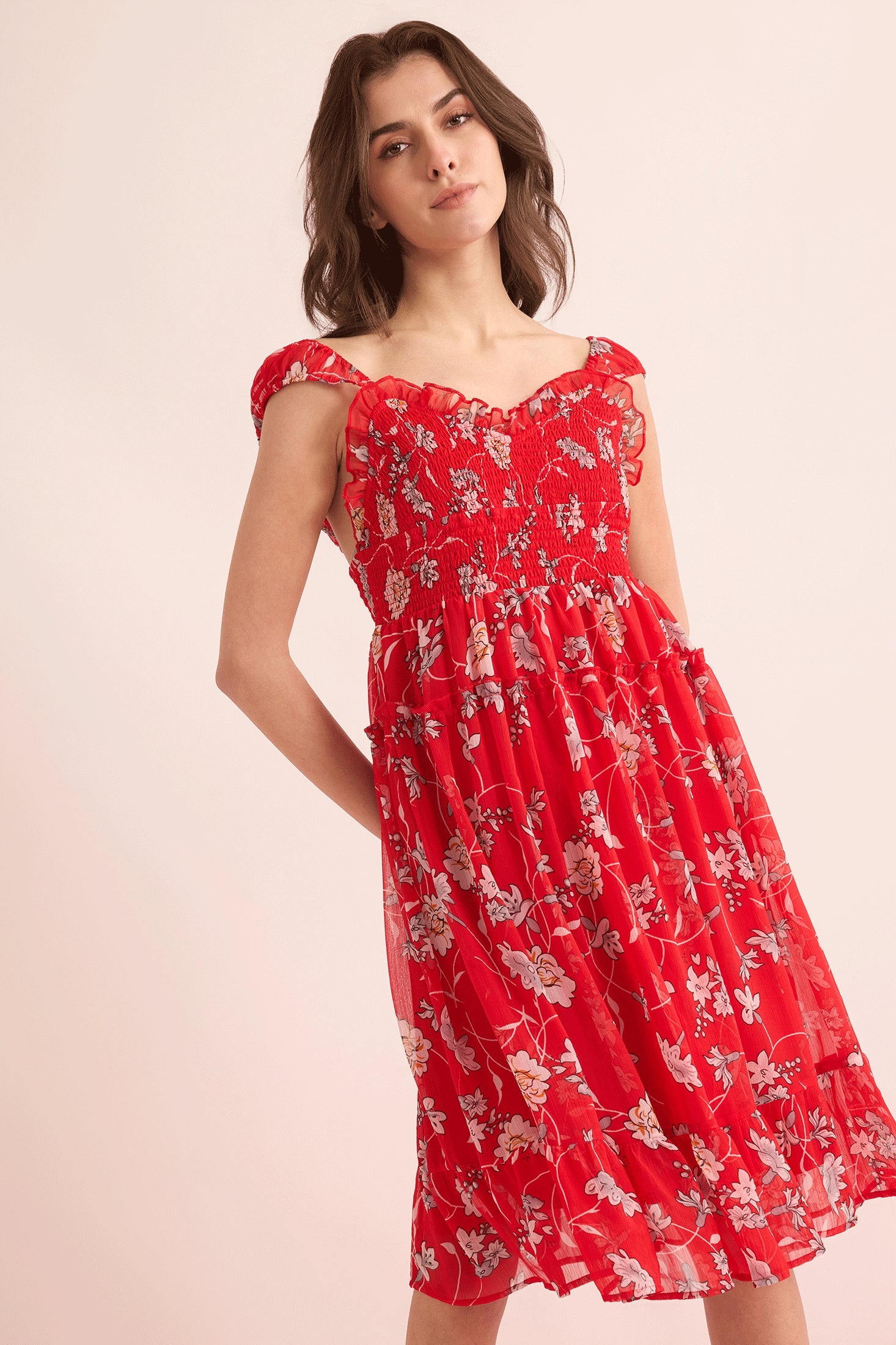 Rosalee's Meadow Dress In Red - Myra USA