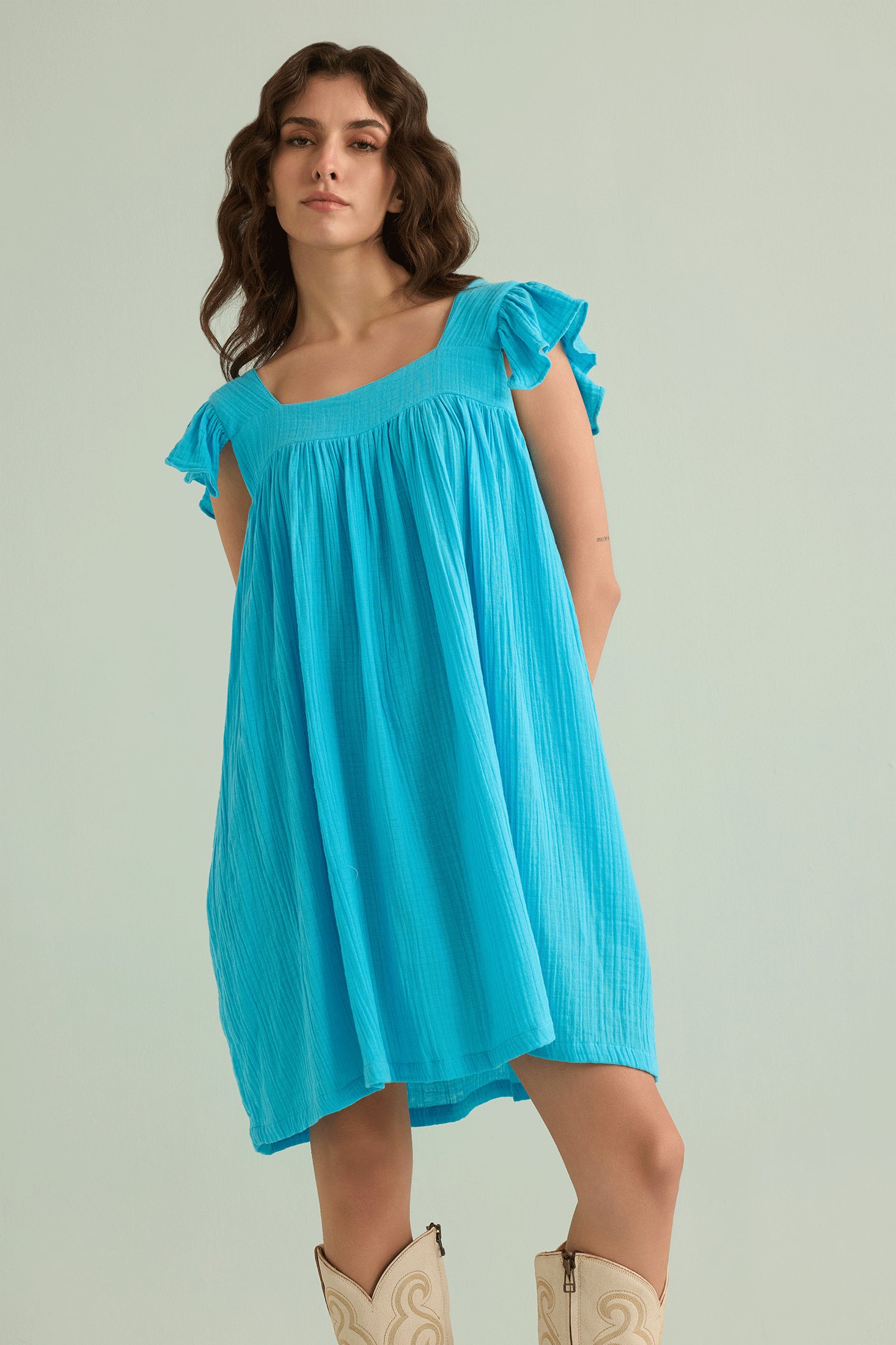 Ava's Hope Babydoll Dress in Blue - Myra USA