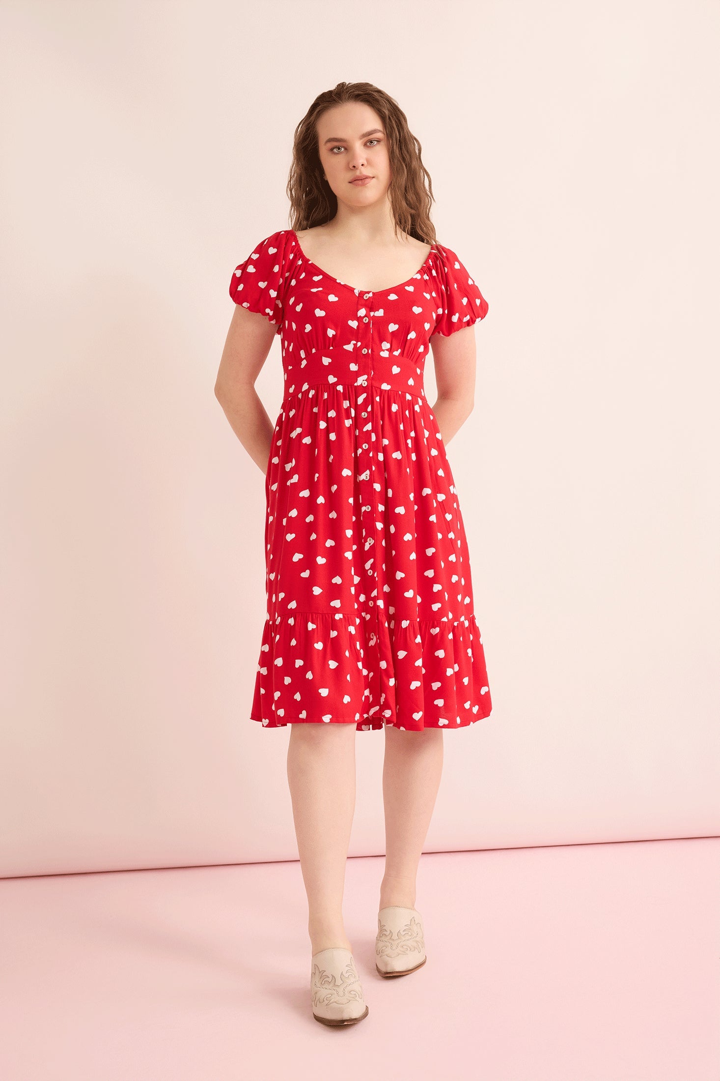 Heart of My Heart A-Line Dress In Red - Myra USA