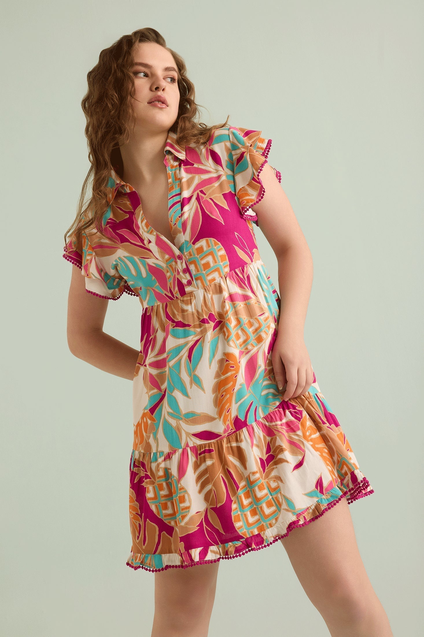 Paradise Found Shirt Dress In Multicolor - Myra USA