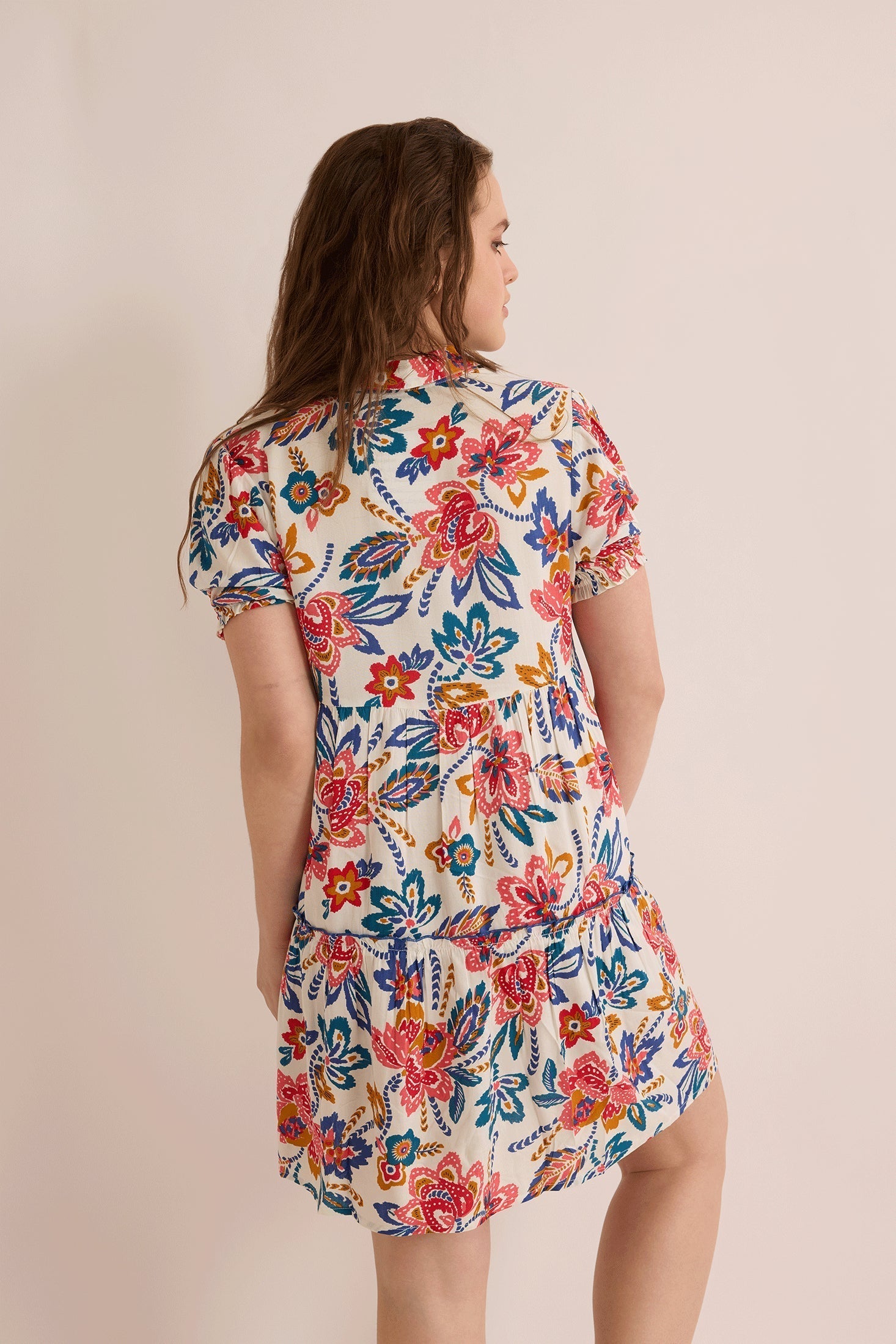 Alexa Floral Shirt Dress In Multicolor - Myra USA