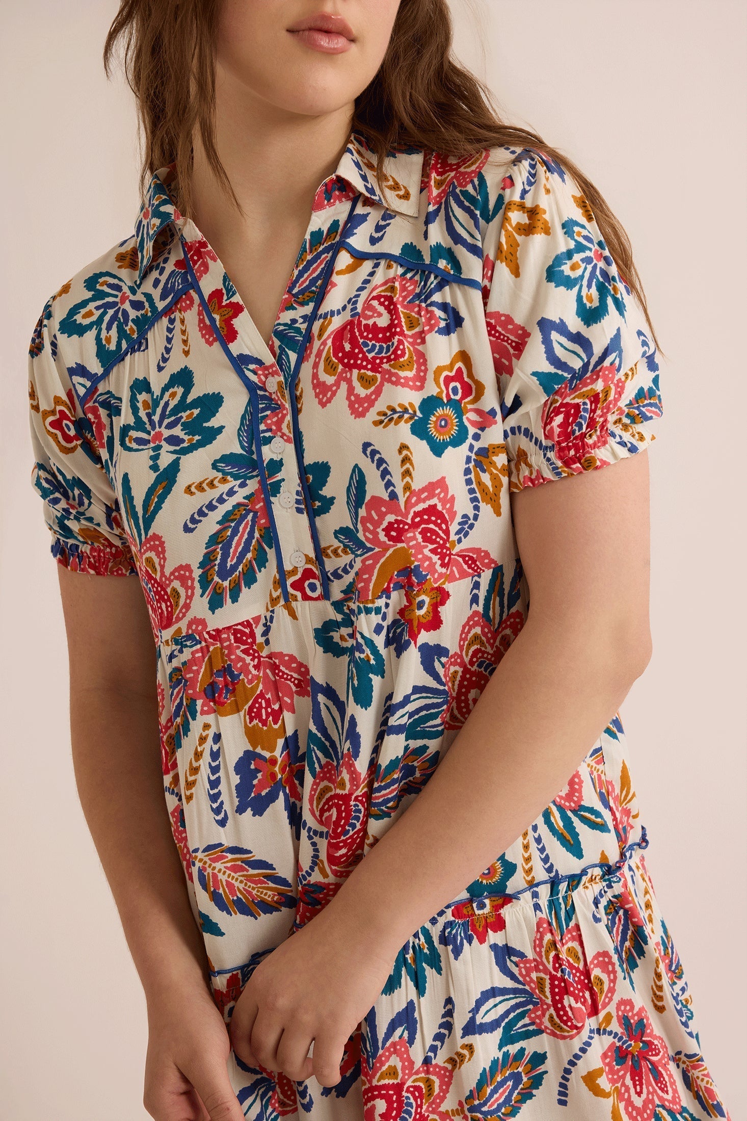 Alexa Floral Shirt Dress In Multicolor - Myra USA