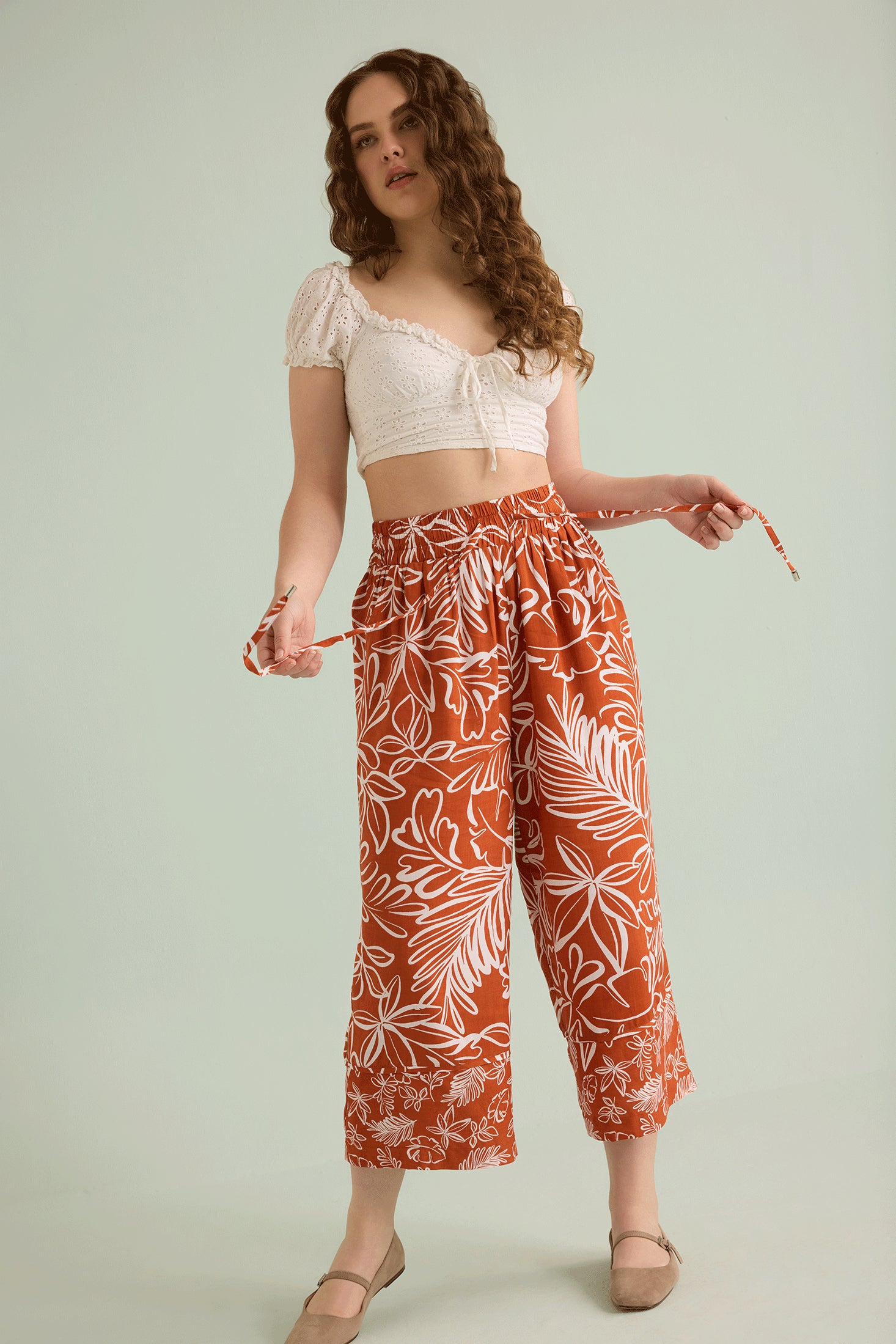 Katelyn Print Pants In Brown - Myra USA