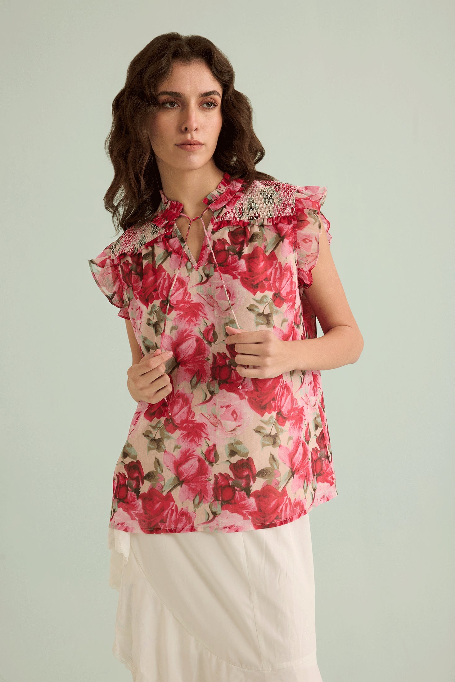 Trinity Rose Floral Top In Pink - Myra USA