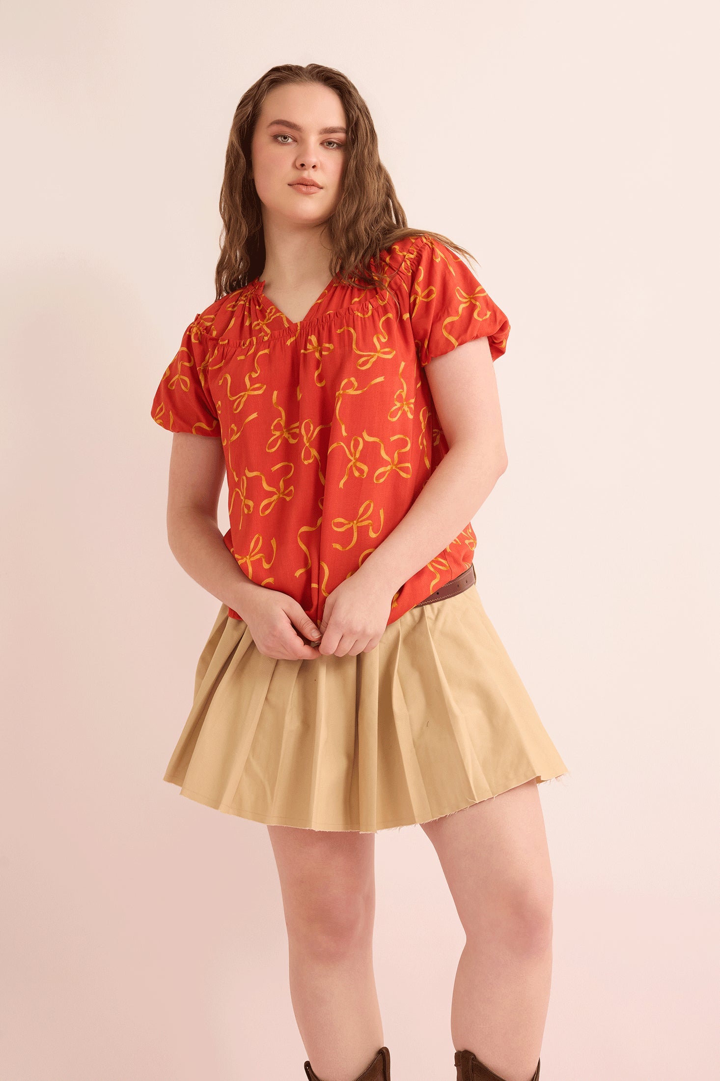 Michelle's Ribbons Top In Orange - Myra USA