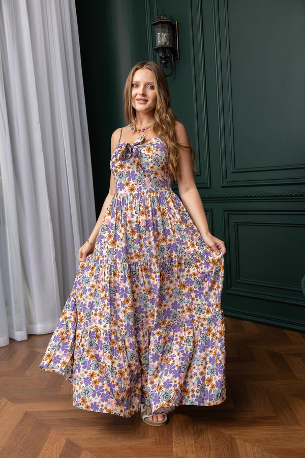Jocelyn Joy Floral Dress In Purple - Myra USA