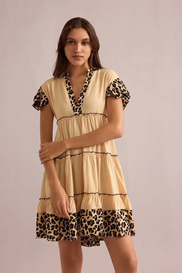 Aaliyah Empire Waist Dress In Beige - Myra USA