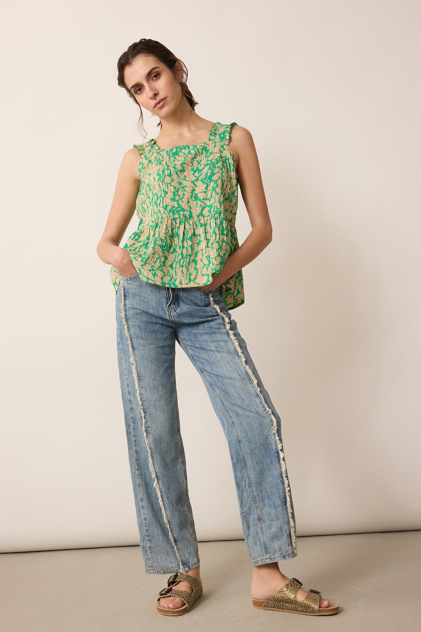 Amelia Top In Green - Myra USA