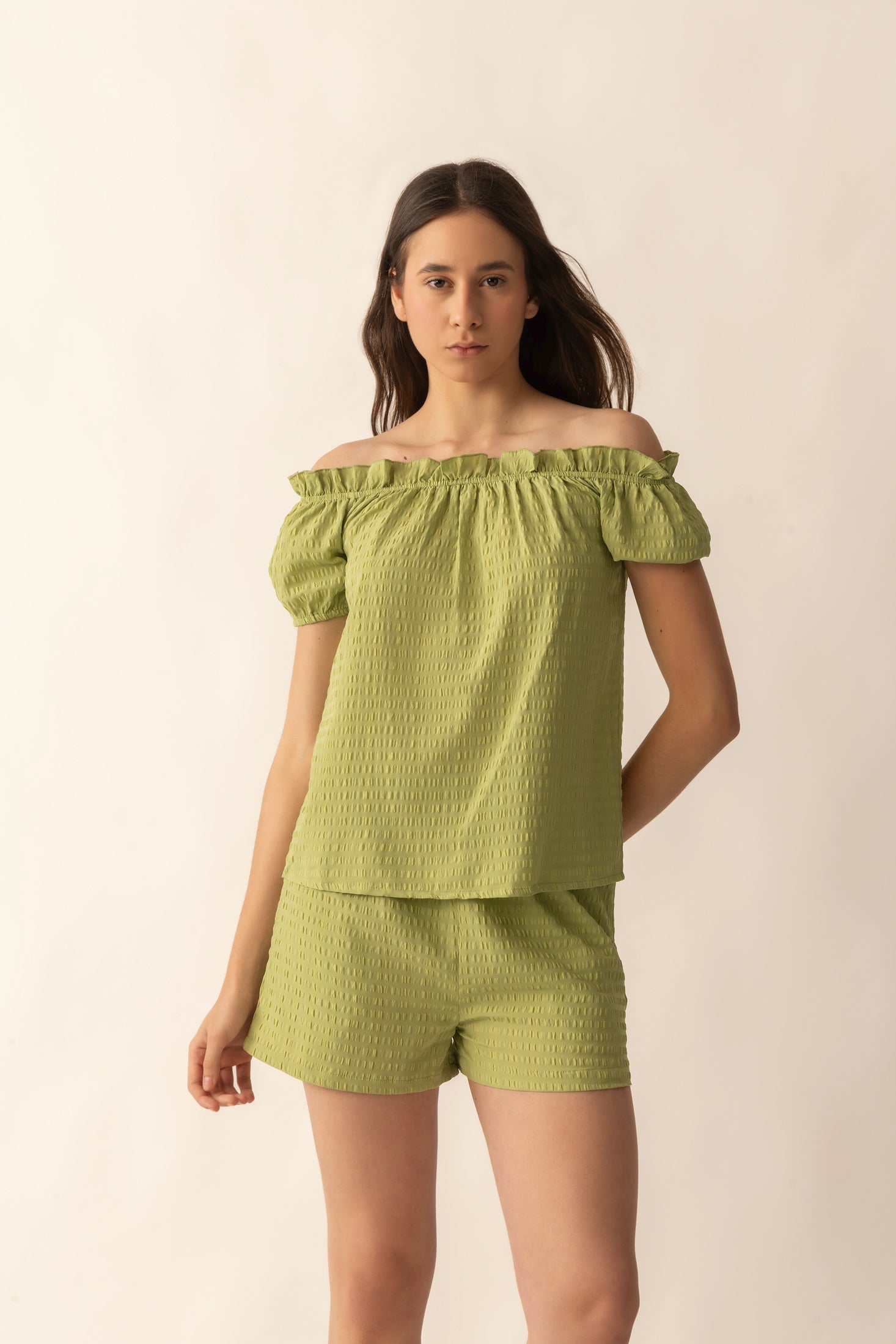 Catherine Drop Shorts In Green - Myra USA