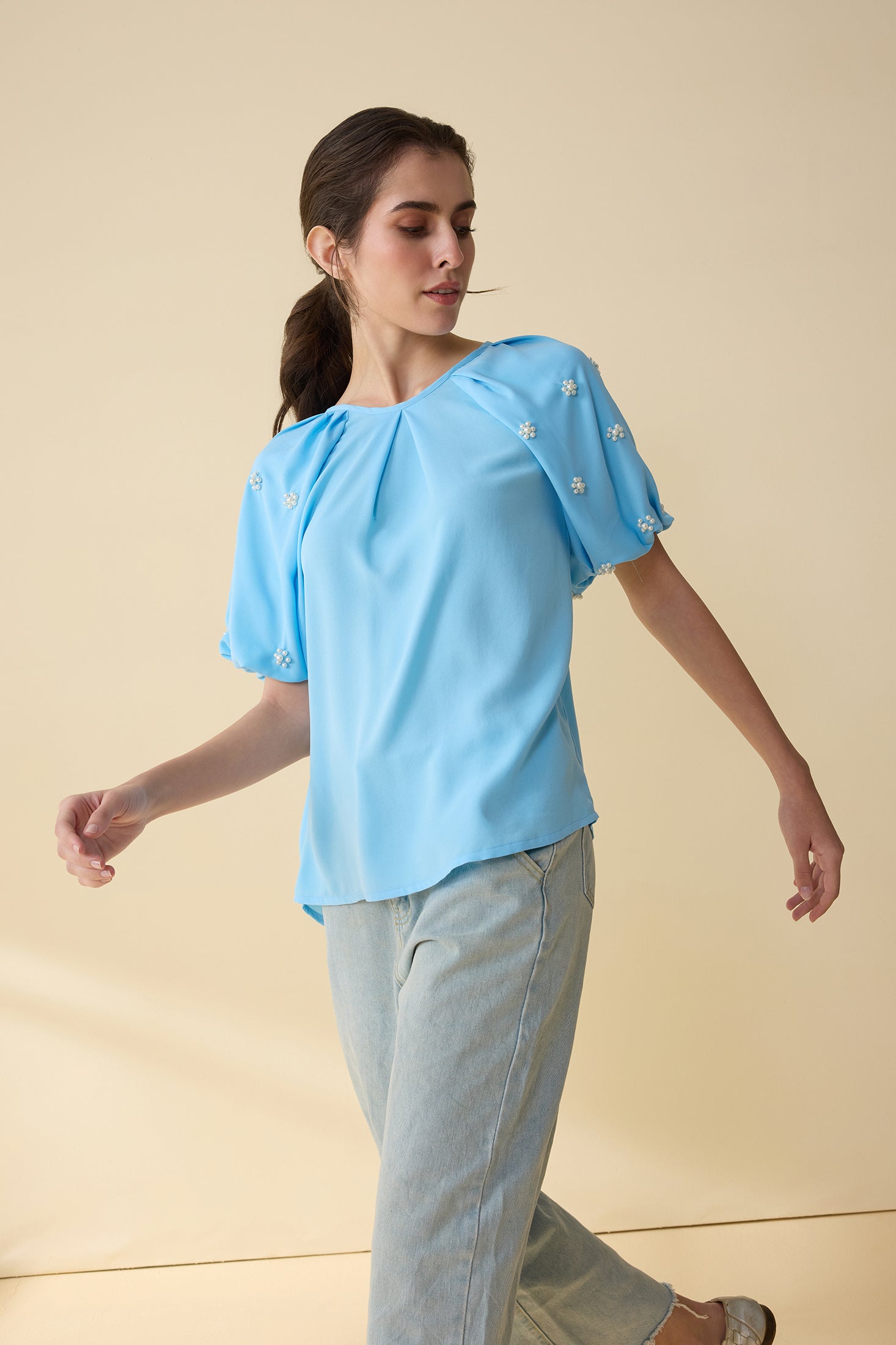 Poloma Kai Flow Top In Blue - Myra USA