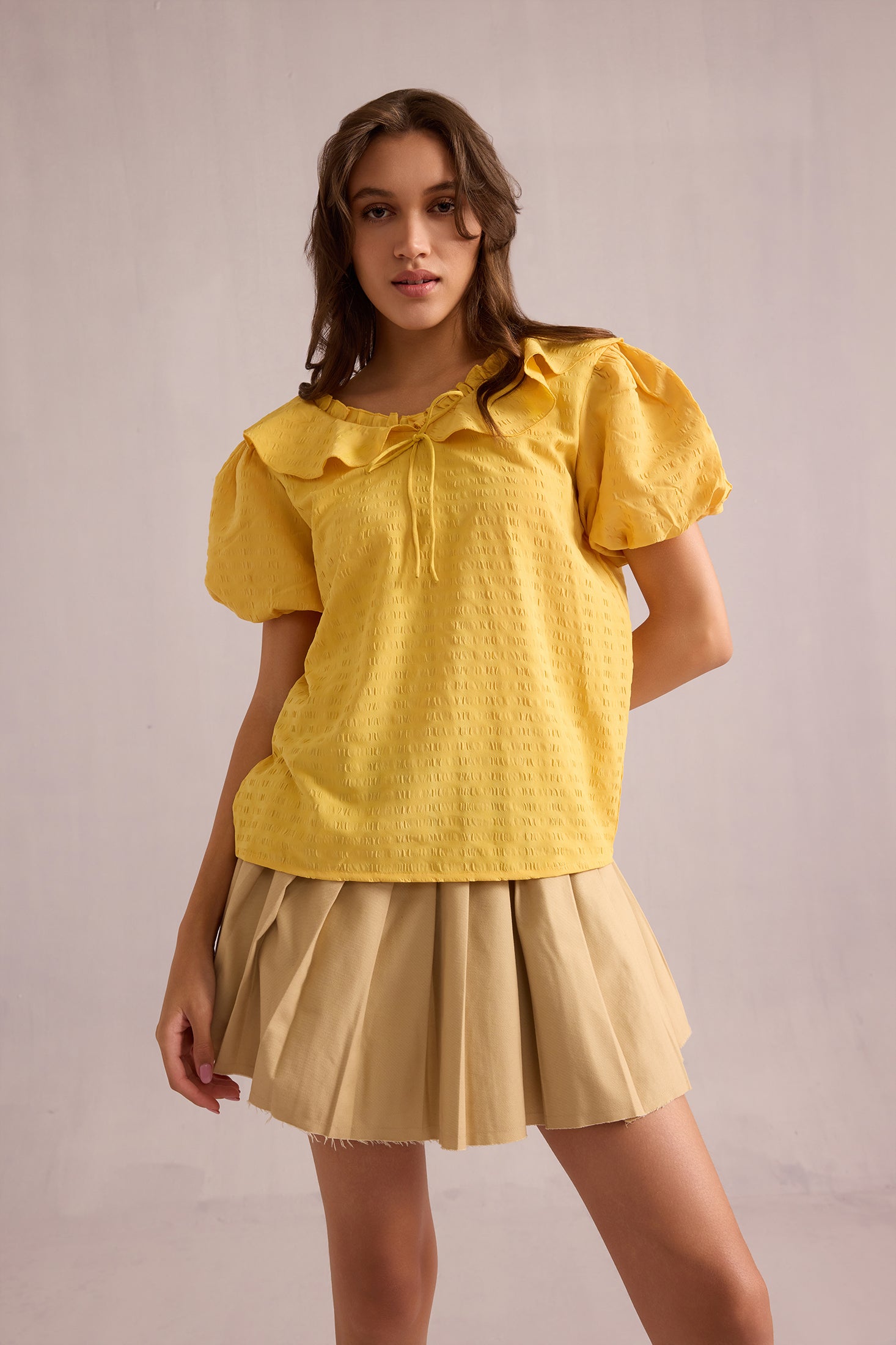Layla Golden Top In Yellow - Myra USA