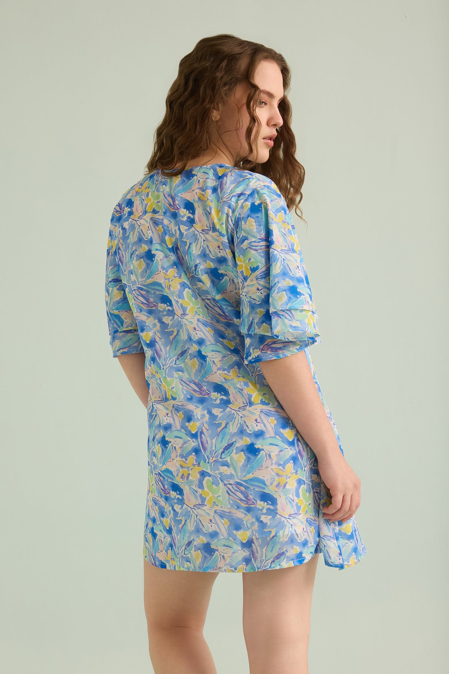 Breanna's Breeze Pattern Dress In Blue - Myra USA