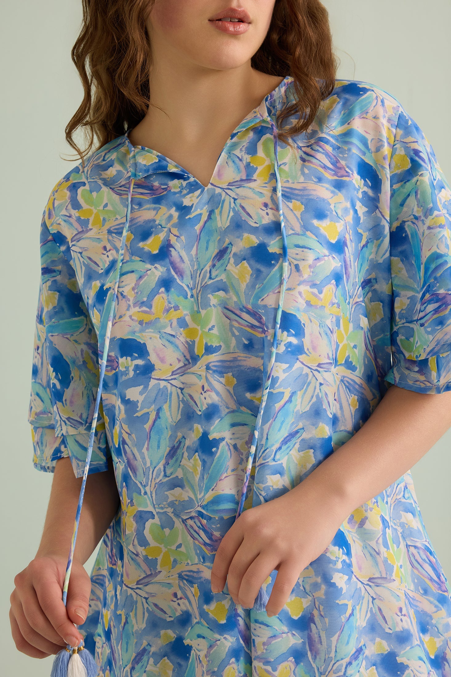 Breanna's Breeze Pattern Dress In Blue - Myra USA