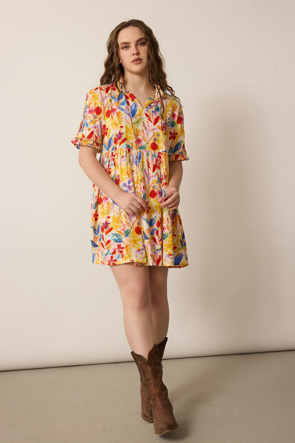Camellia Floral Pattern Dress In Multicolor - Myra USA