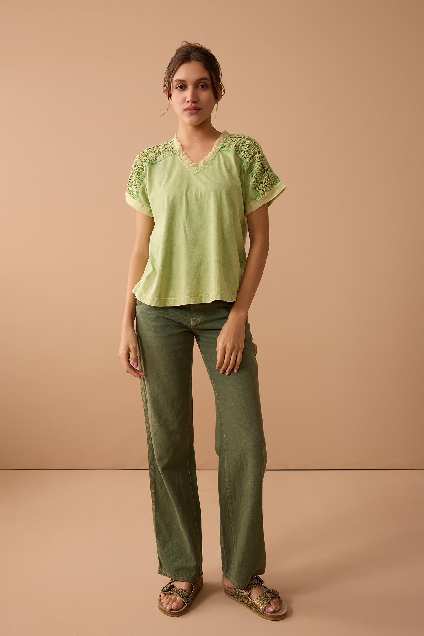 Gennianna Willow Green Top In Light Green - Myra USA
