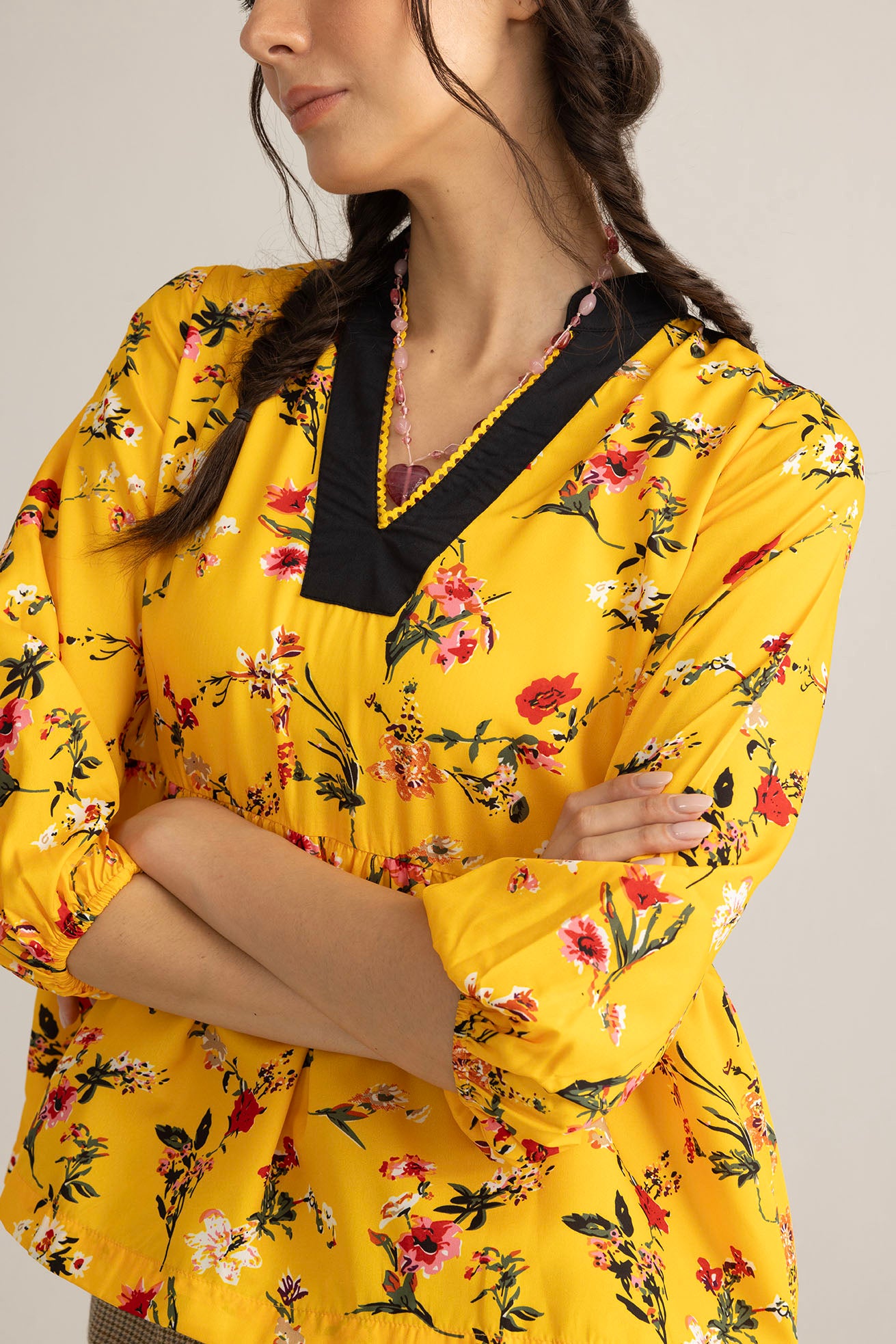 Zinnia Blaze Tunic Top in Marigold Rush - Myra USA