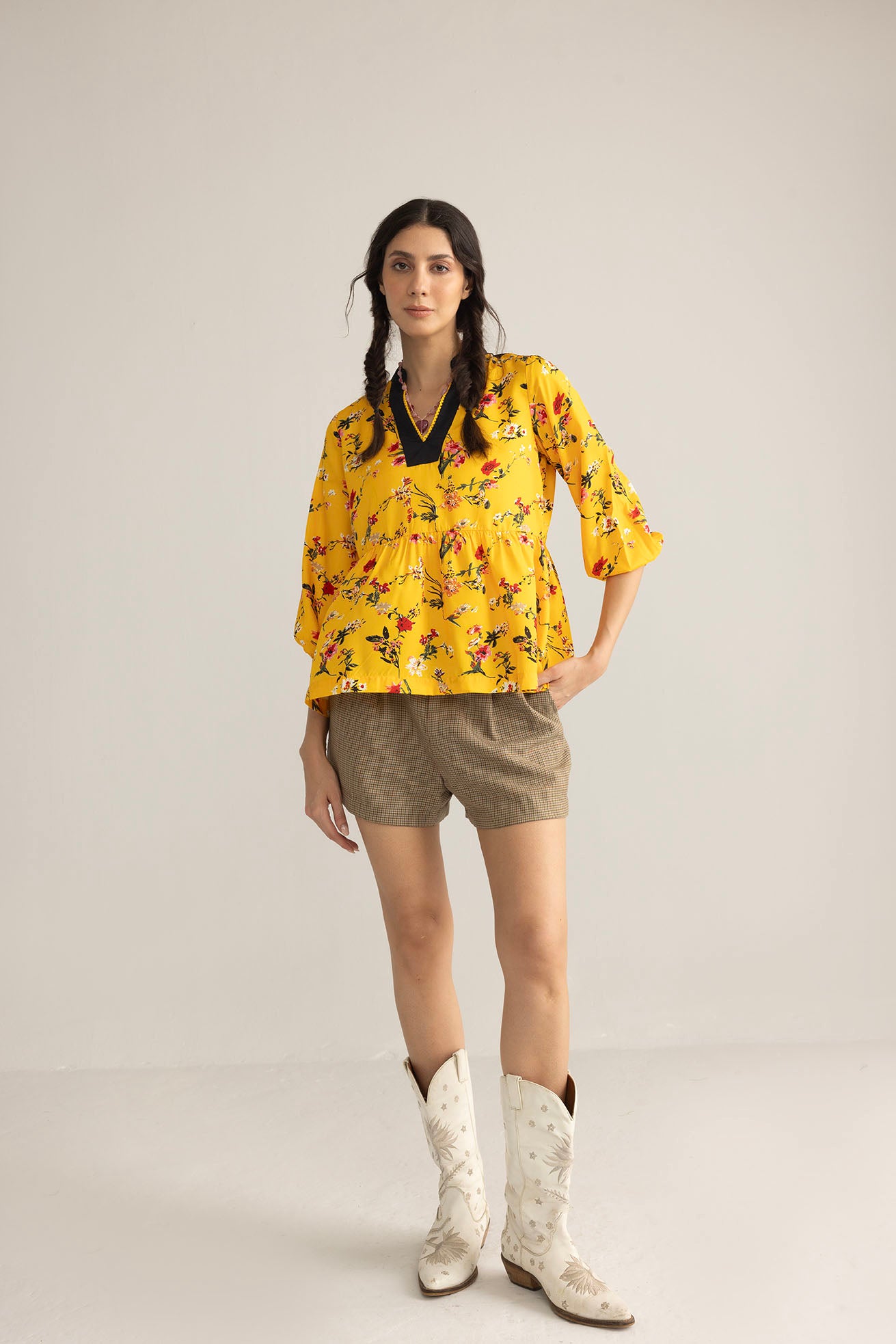 Zinnia Blaze Tunic Top in Marigold Rush - Myra USA