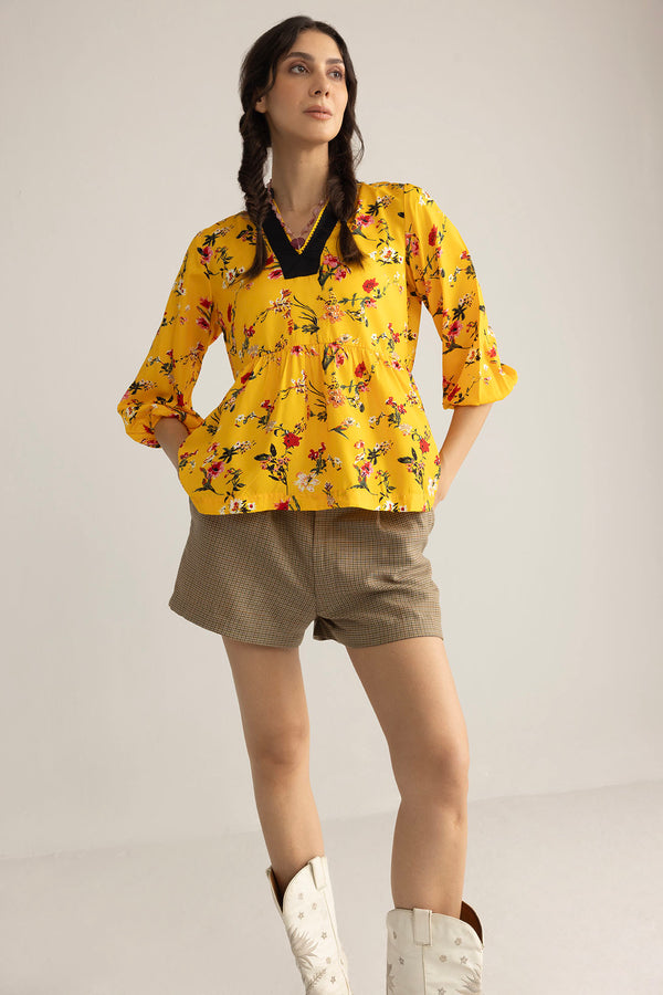 Zinnia Blaze Tunic Top in Marigold Rush - Myra USA