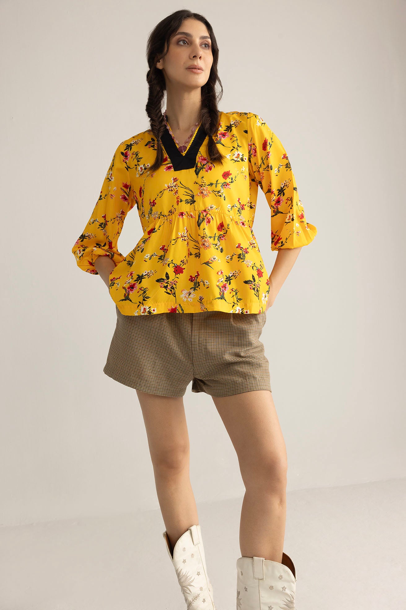 Zinnia Blaze Tunic Top in Marigold Rush - Myra USA