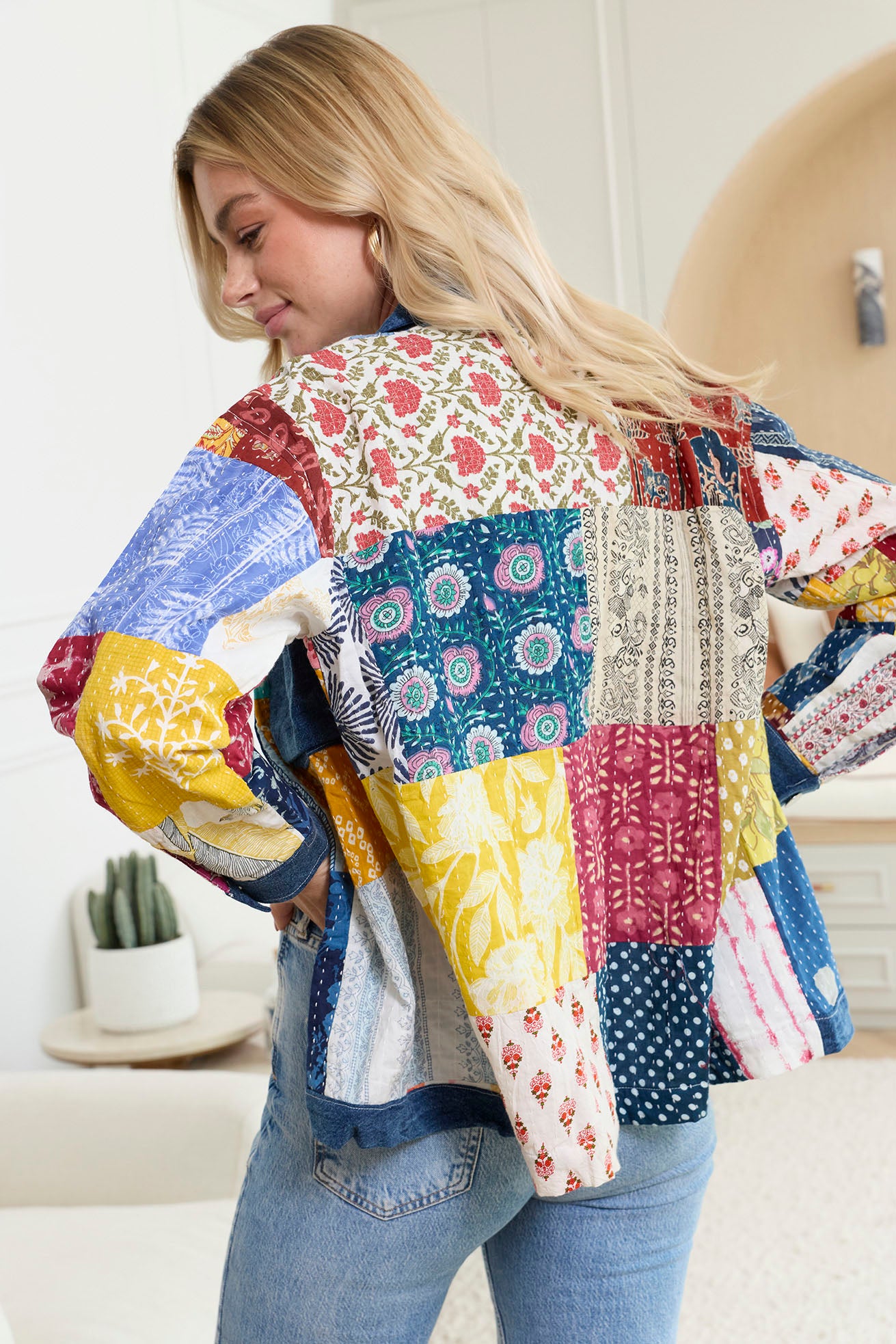 Loretta's Wild Patchwork Jacket in Painted Denim - Myra USA