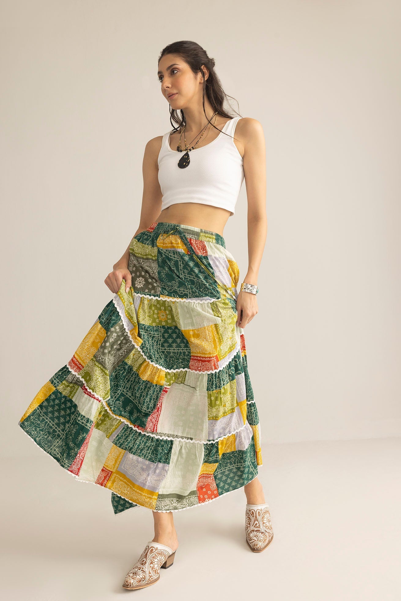 Junebug Patchwork Skirt in Vintage Mix
