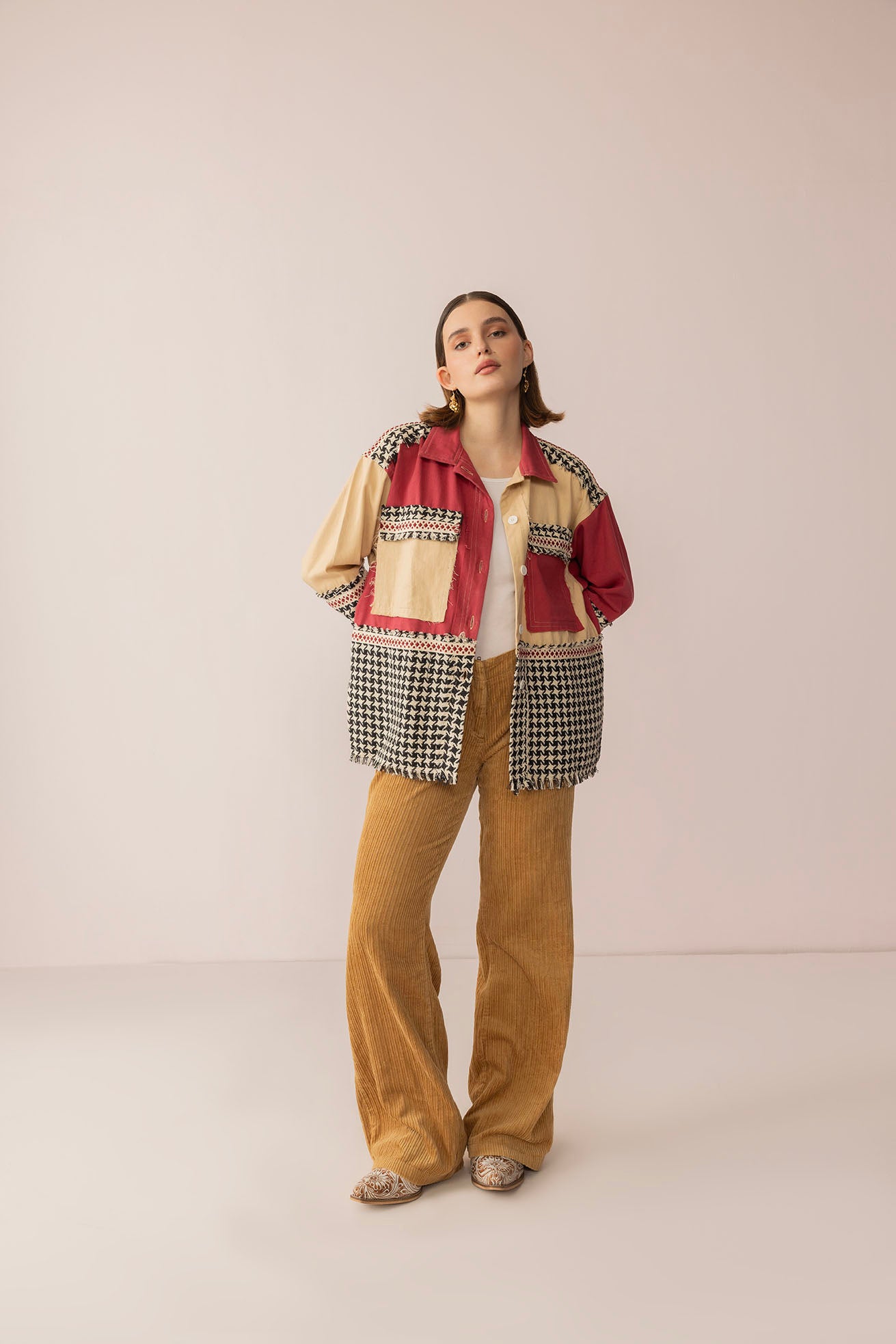 Mabel’s Moonshine Stitch Shacket in Red Clay