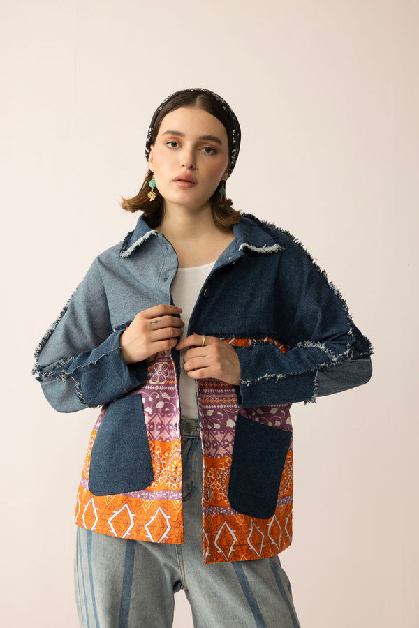 The Tessa Dune Shacket in Copper Denim - Myra USA