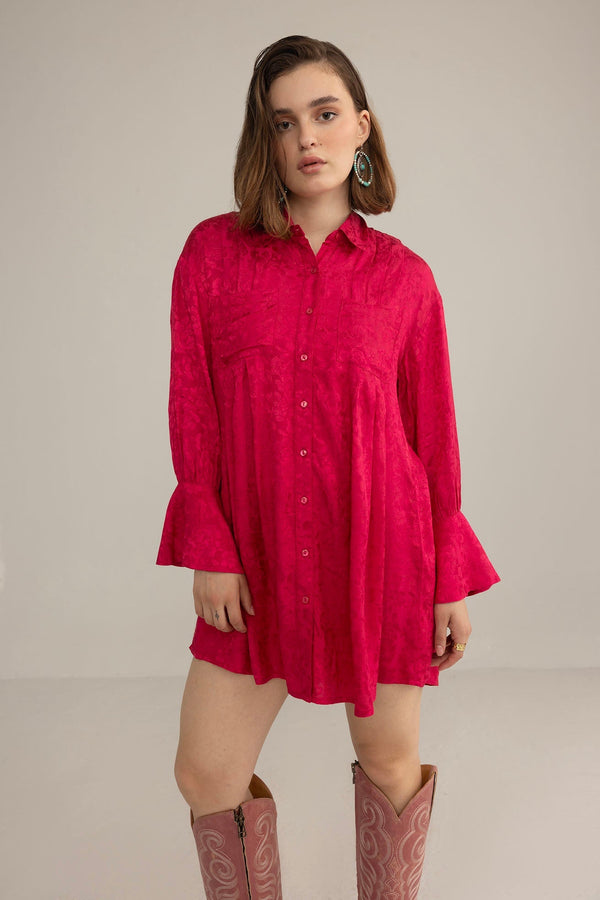 The Elowen Belle Woven Dress in Wine Pink - Myra USA