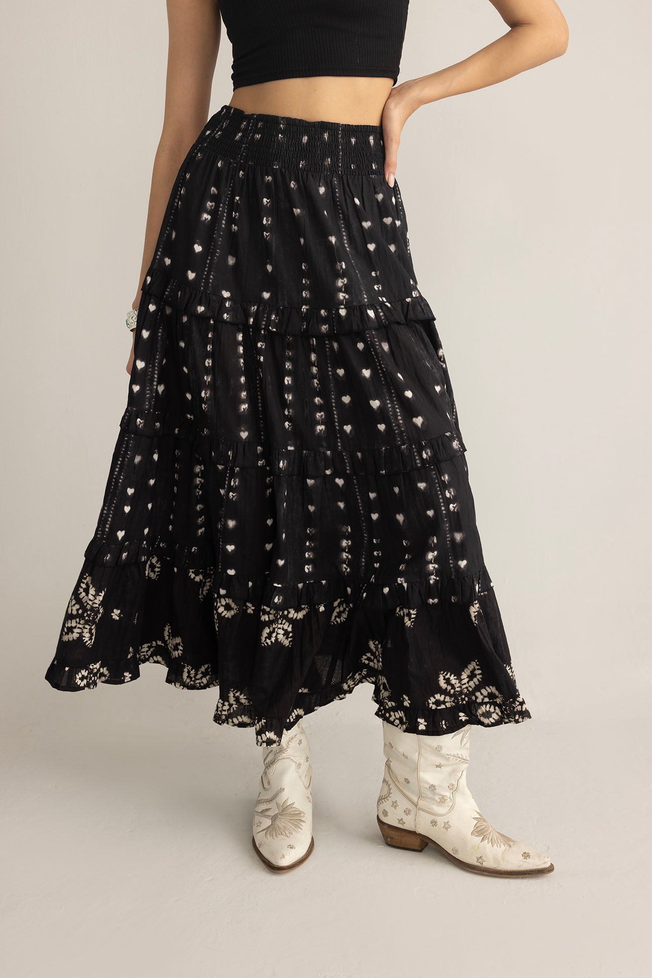 Clover Noir Cotton Skirt Ink Black