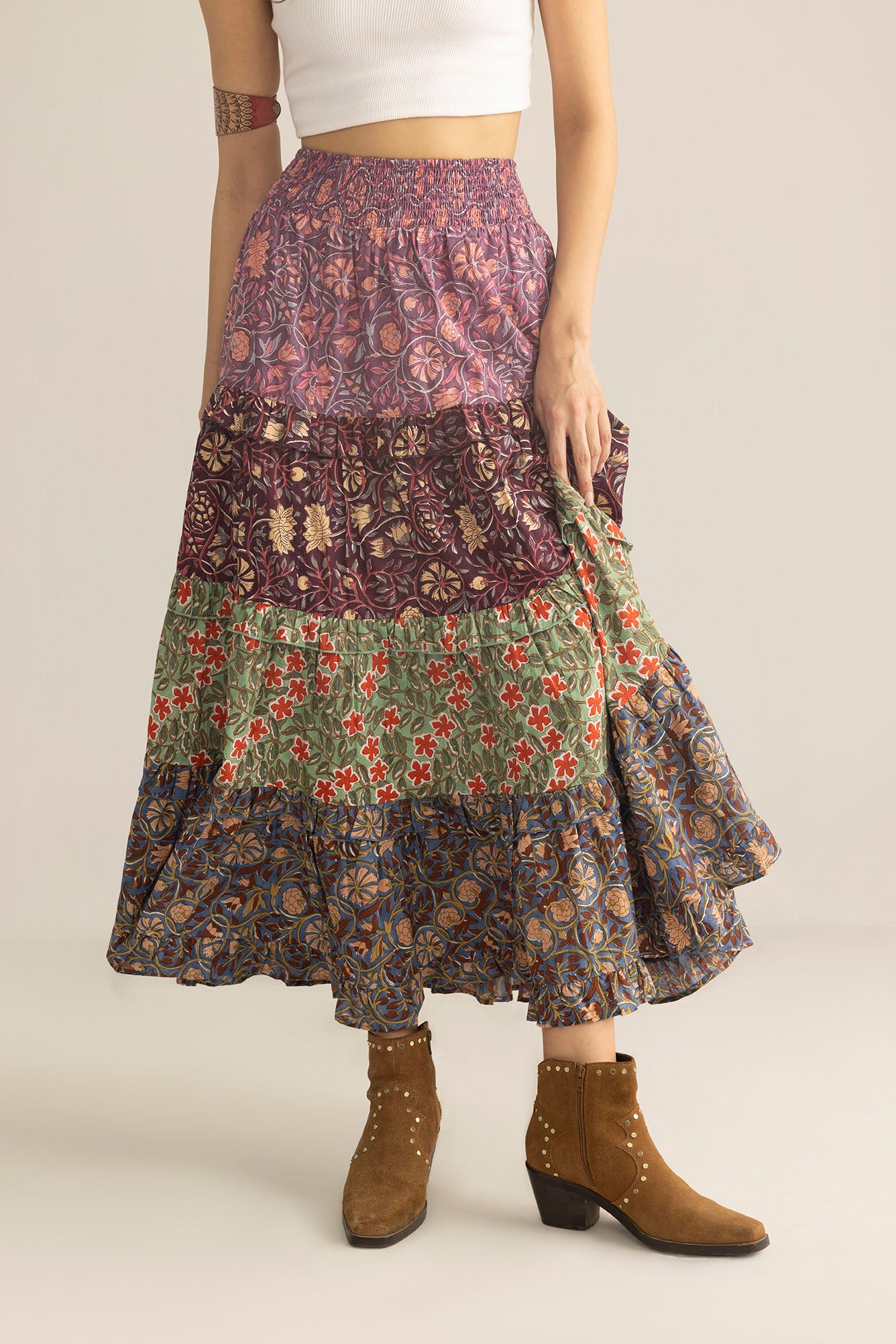 Kismet Patchplay Skirt in Mix-Match Print - Myra USA