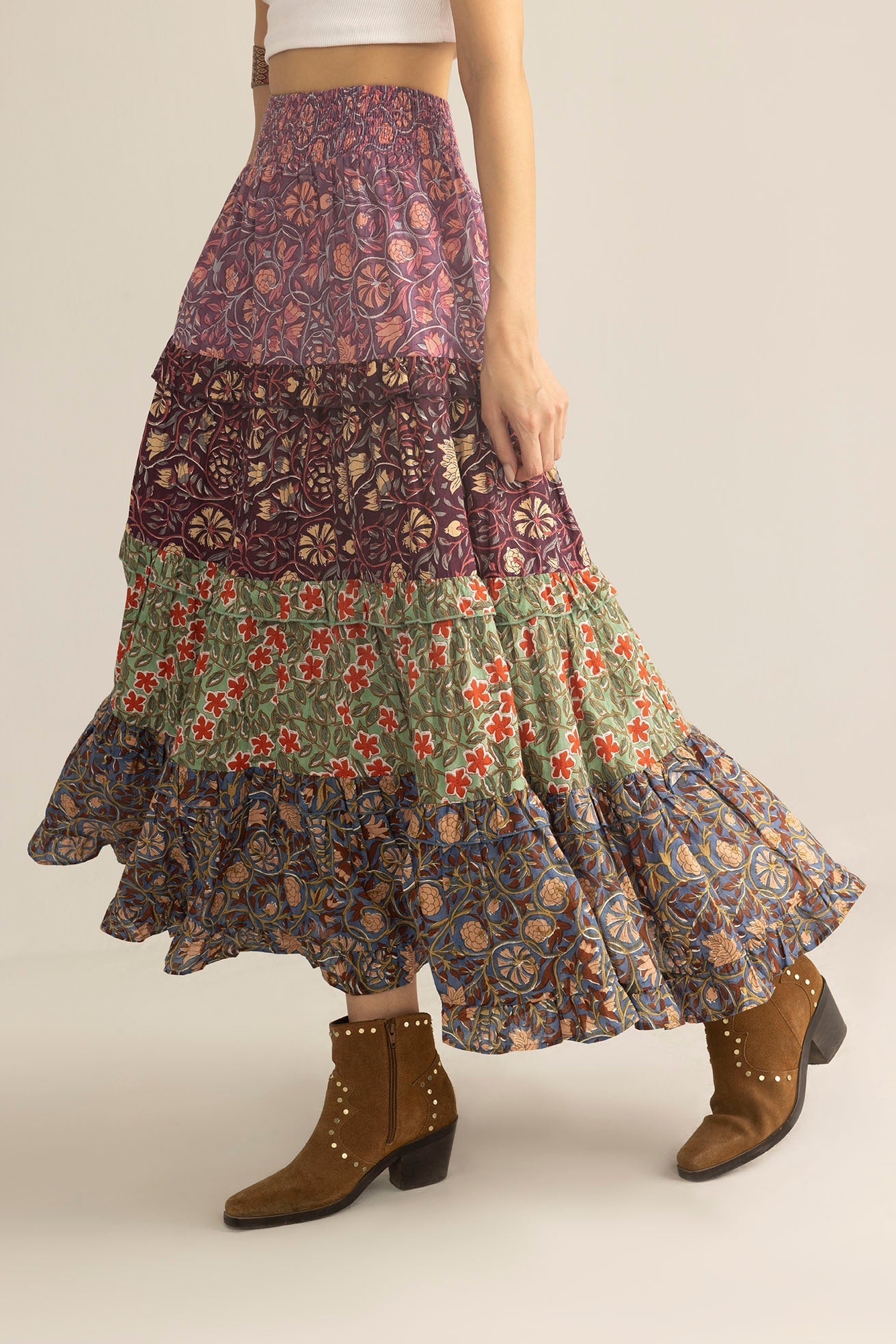 Kismet Patchplay Skirt in Mix-Match Print - Myra USA