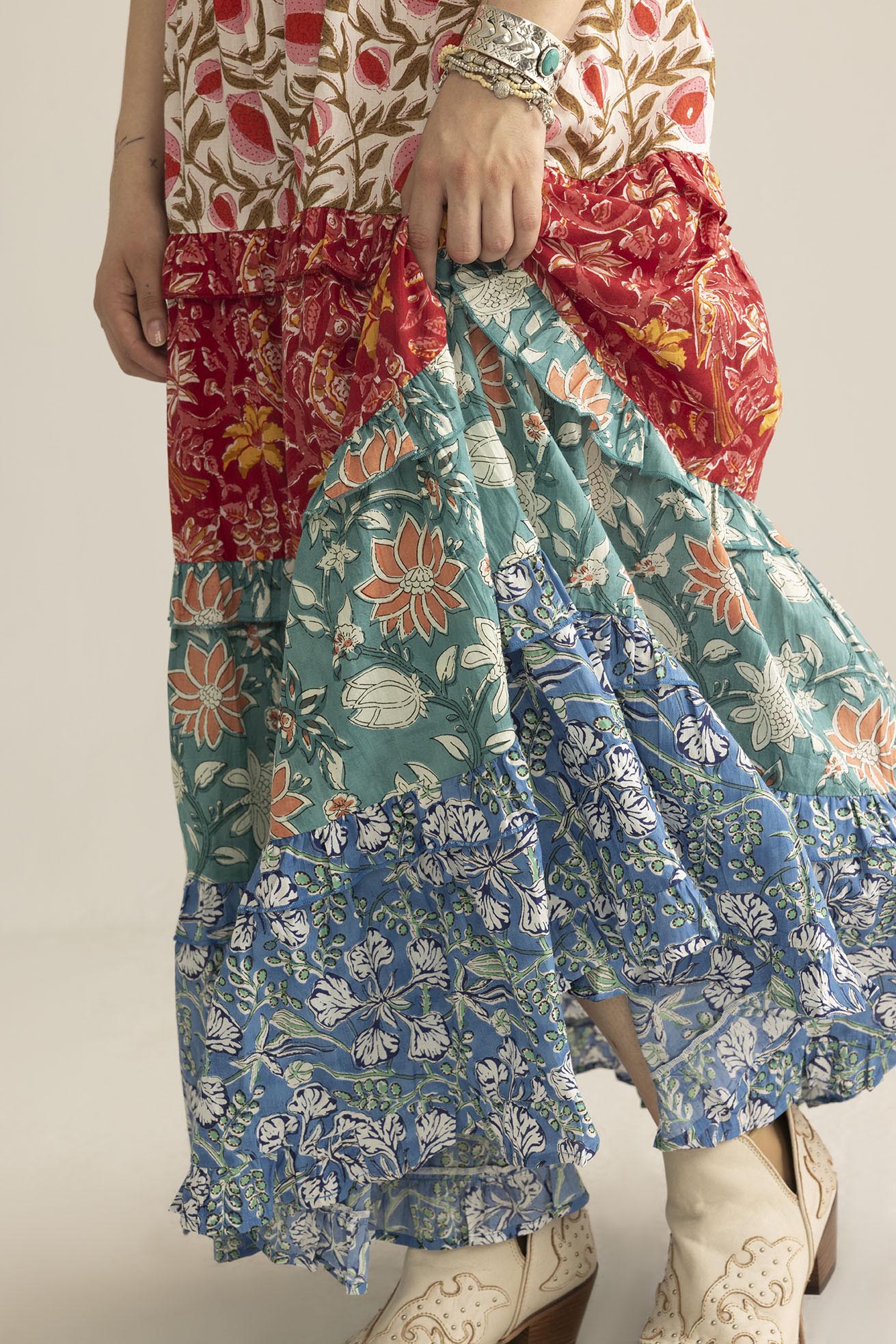 Kismet Patchplay Skirt in Poppy Bloom - Myra USA