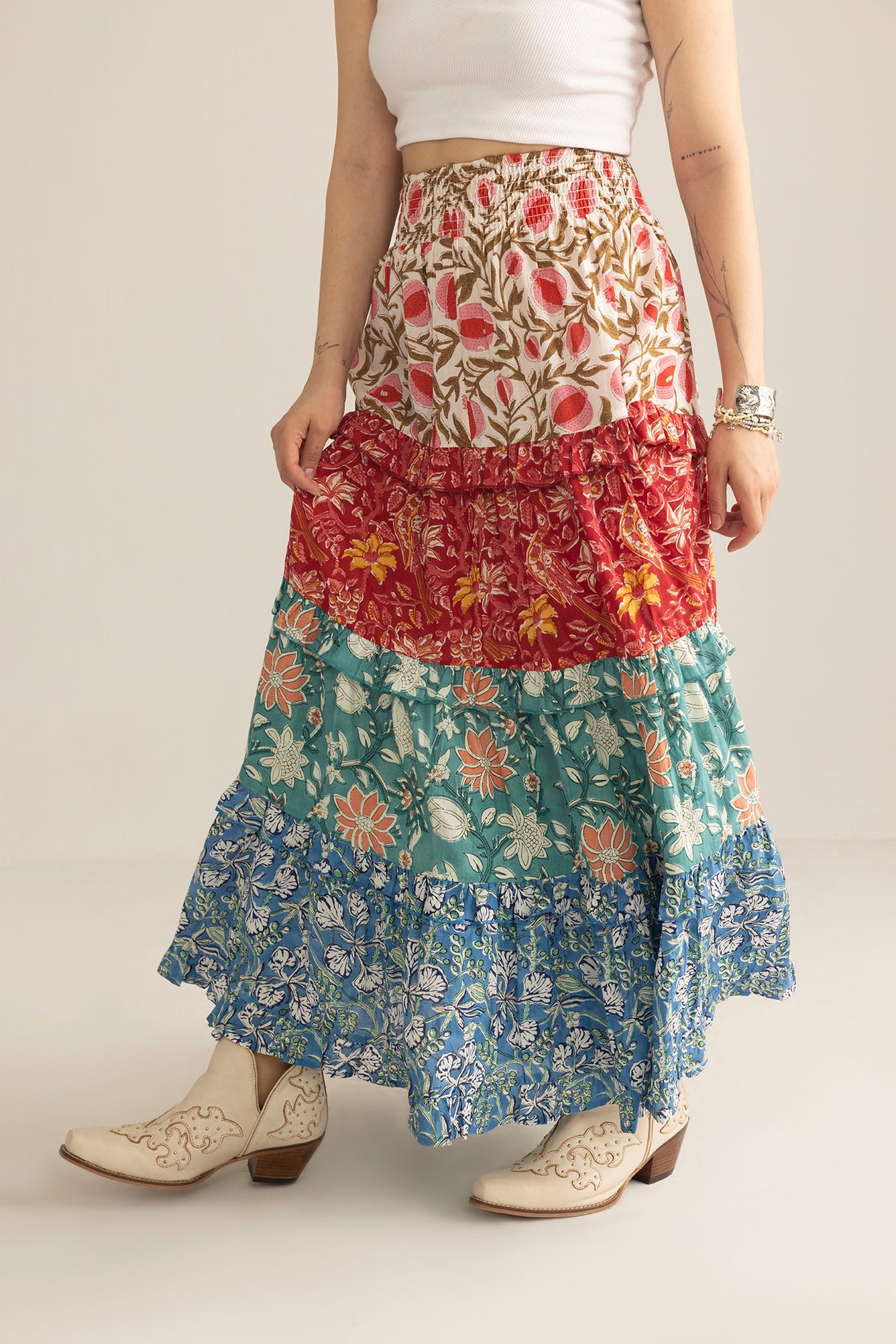 Kismet Patchplay Skirt in Poppy Bloom - Myra USA
